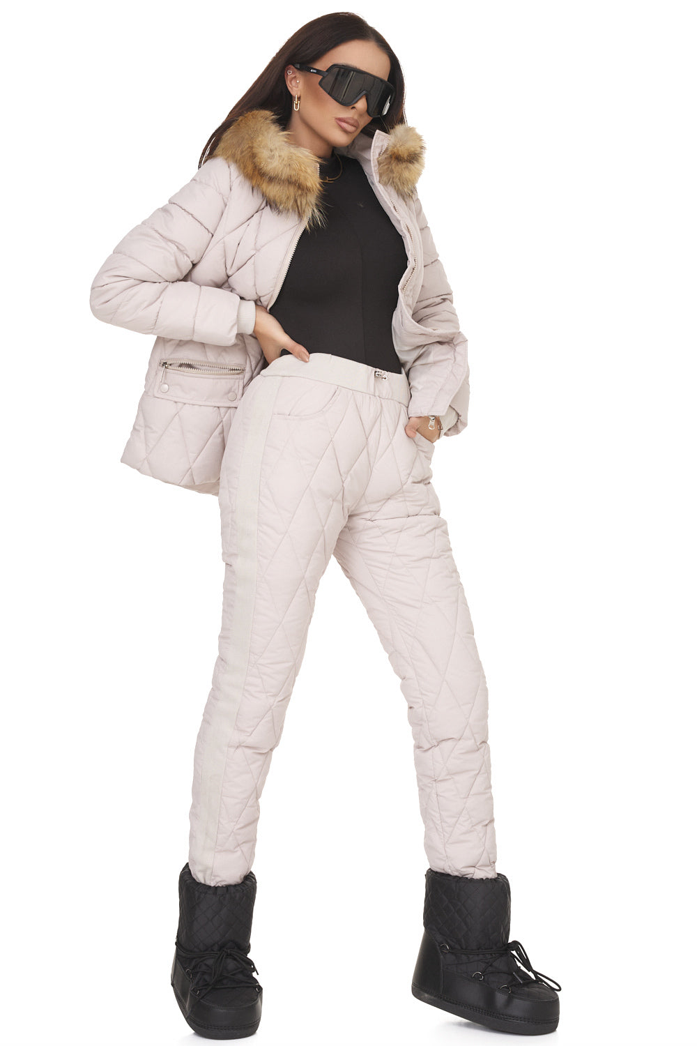 Costum de iarna dama bej Zemidea Bogas