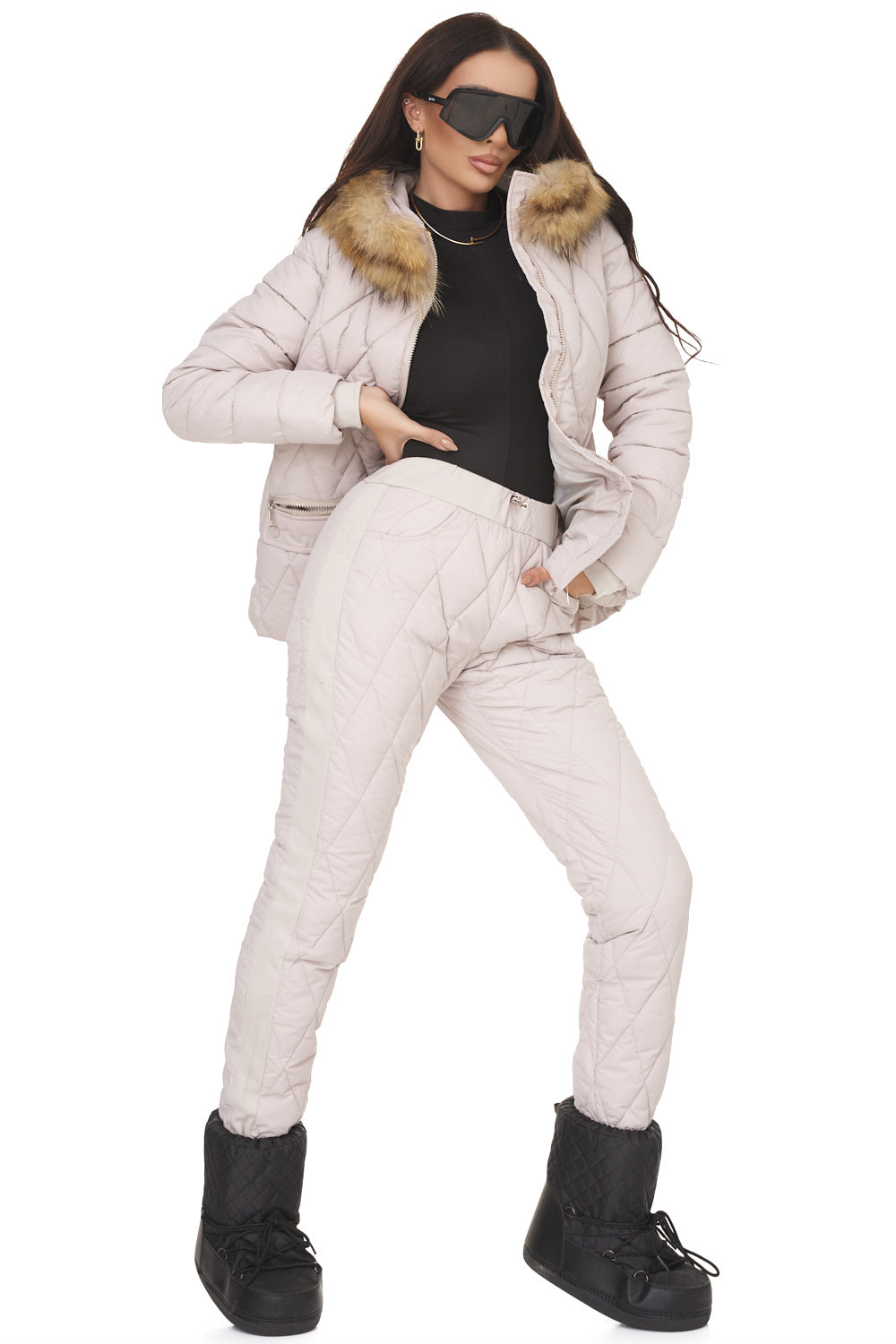 Costum de iarna dama bej Zemidea Bogas