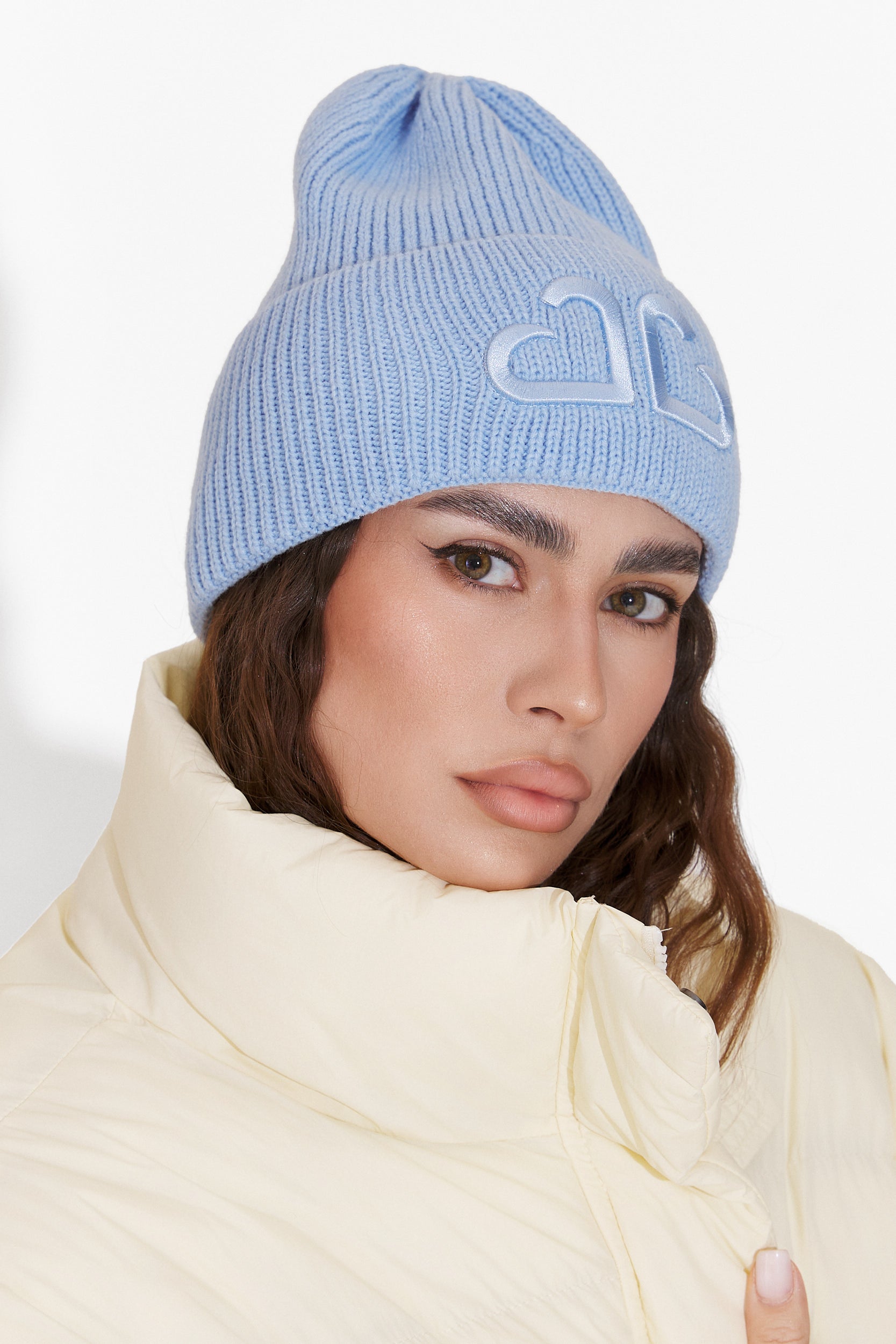 Casual Blue Tausia Bogas Ladies Beanie Hat
