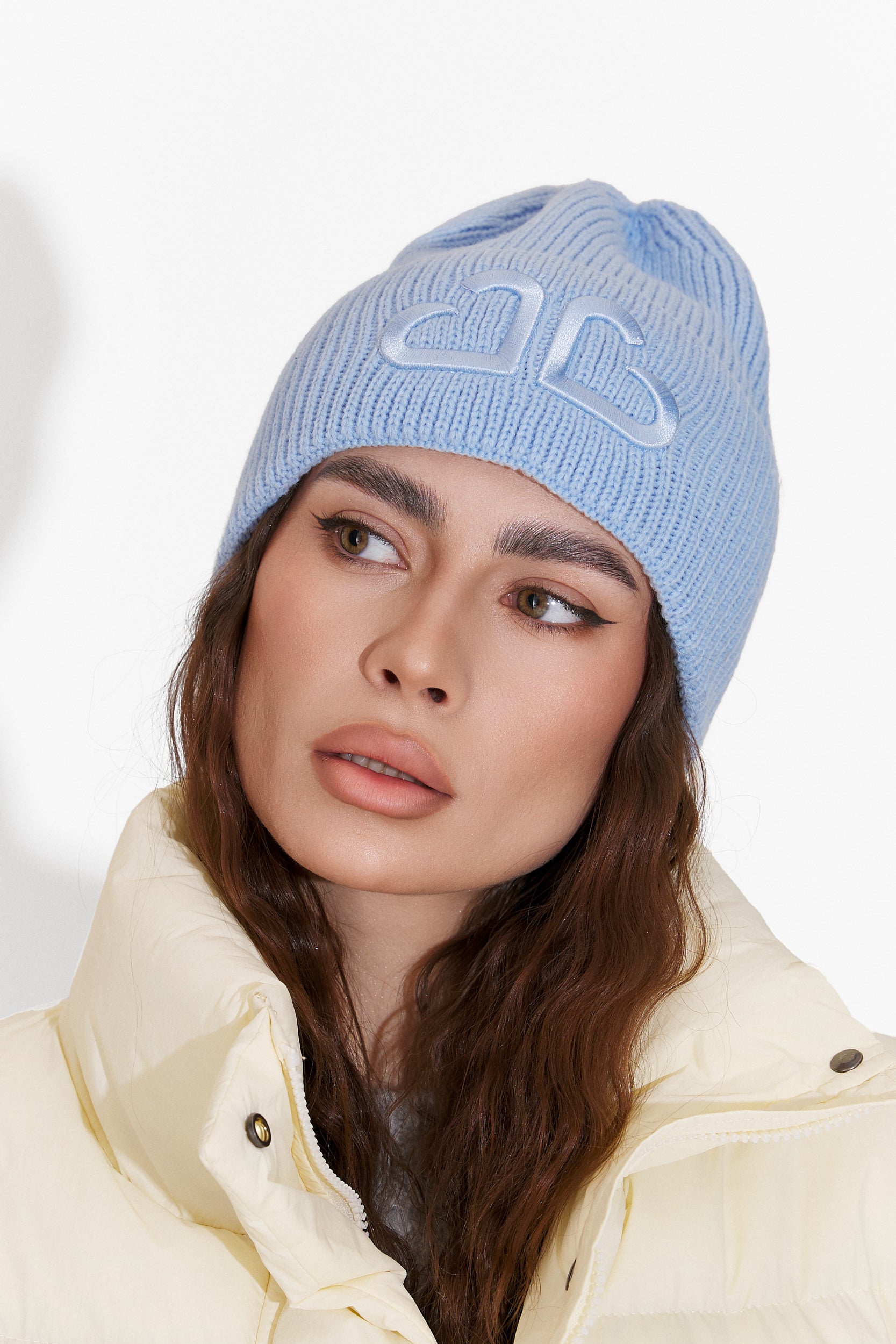 Casual Blue Tausia Bogas Ladies Beanie Hat