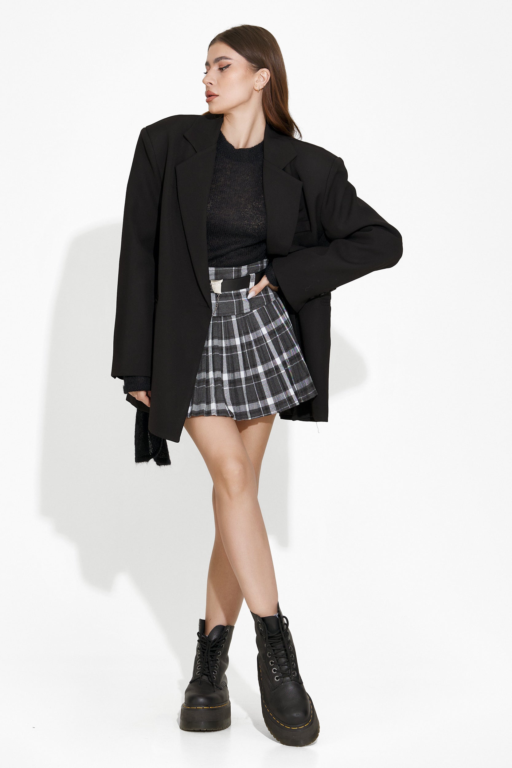 Aseva Bogas Casual Grey Skirt for Women