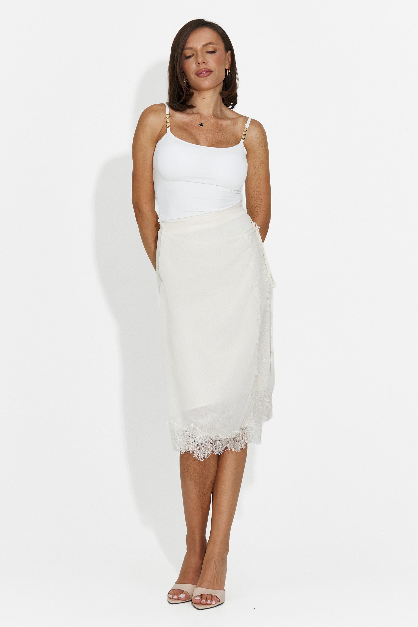 Fusta dama eleganta bej Byshop Bogas