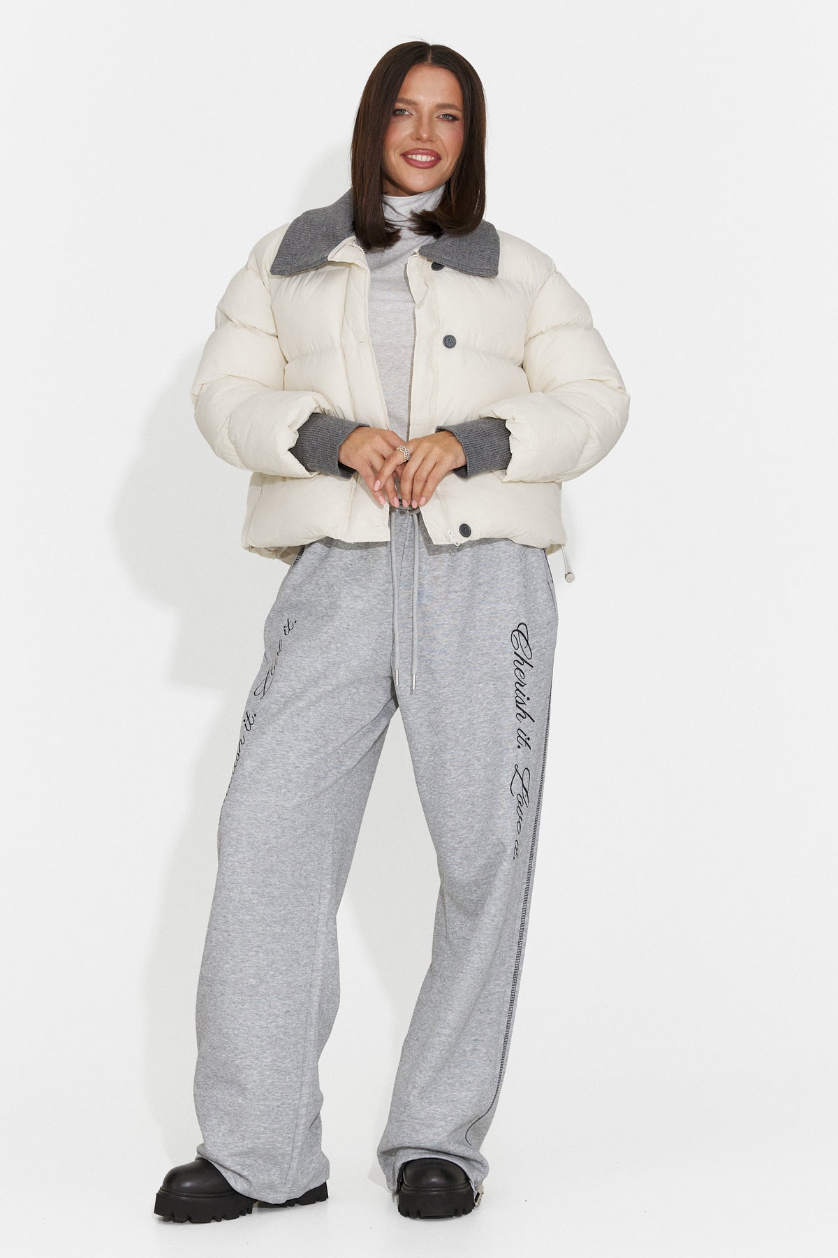 Geaca casual bej Dynualia Bogas