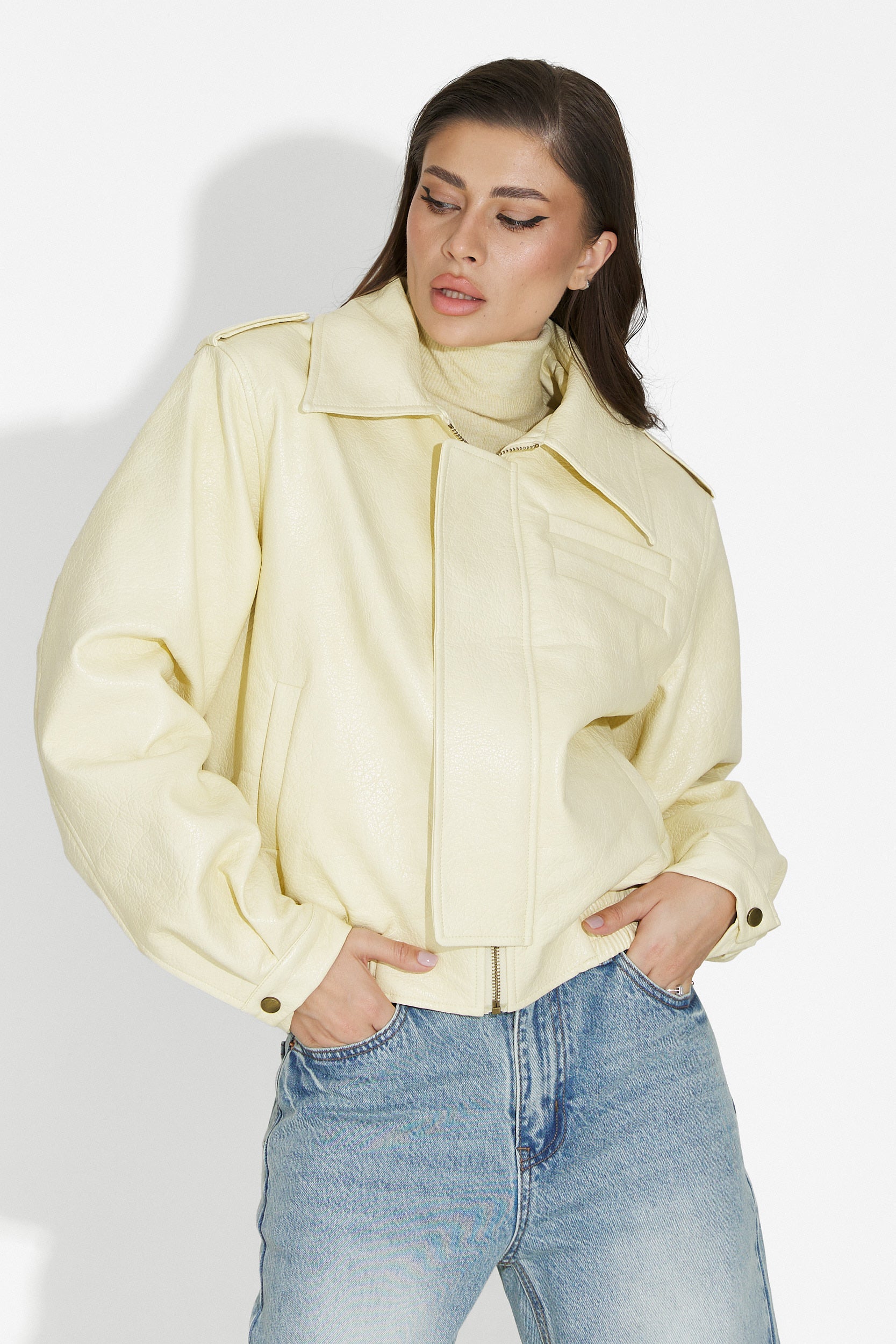 Geaca dama casual galbena Lionia Bogas