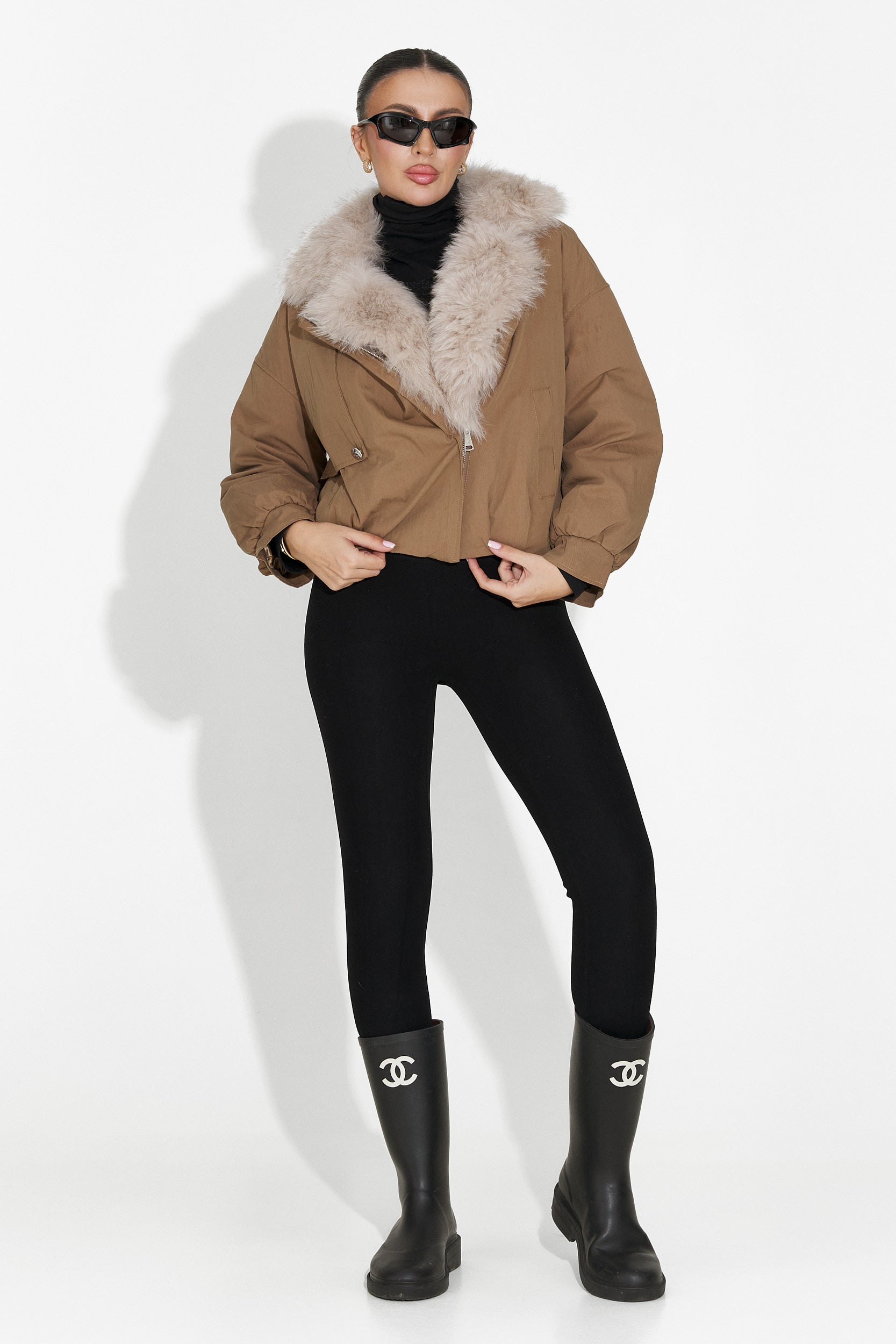 Geaca dama casual maro Eriora Bogas