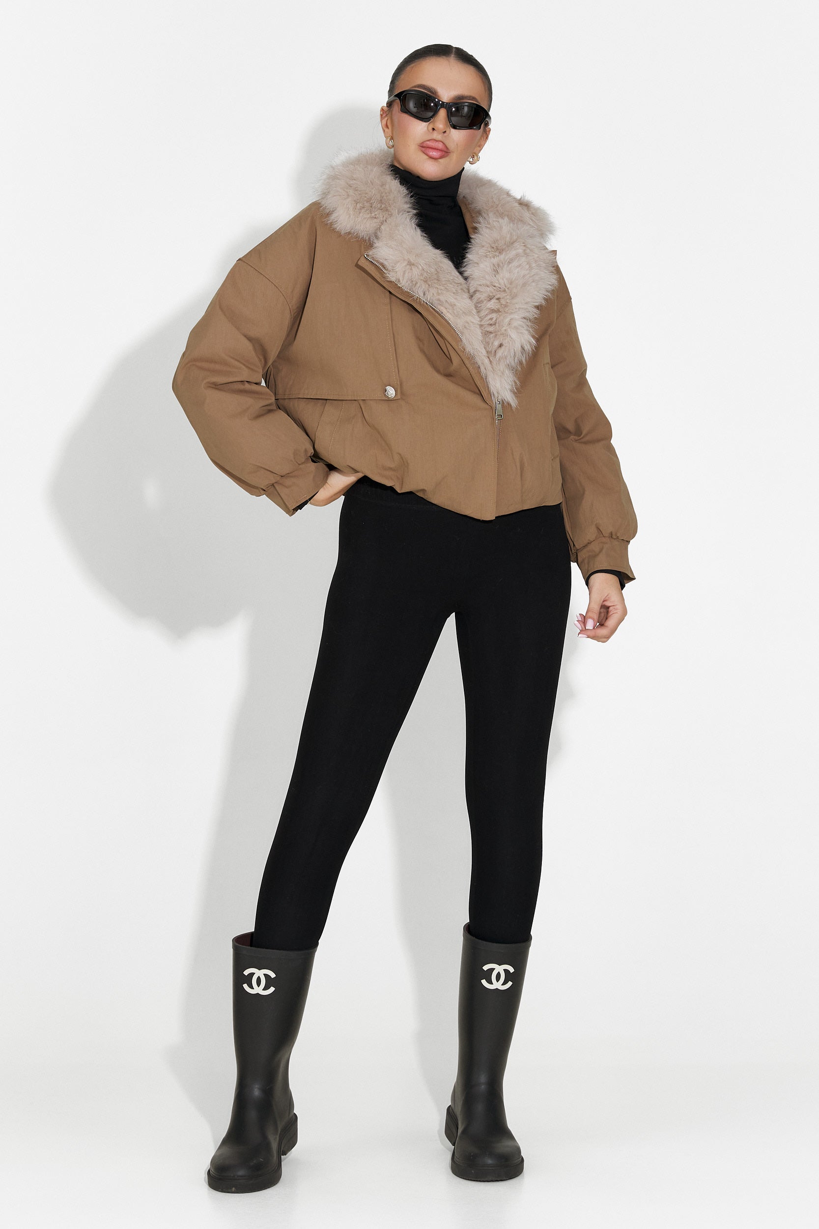 Geaca dama casual maro Eriora Bogas