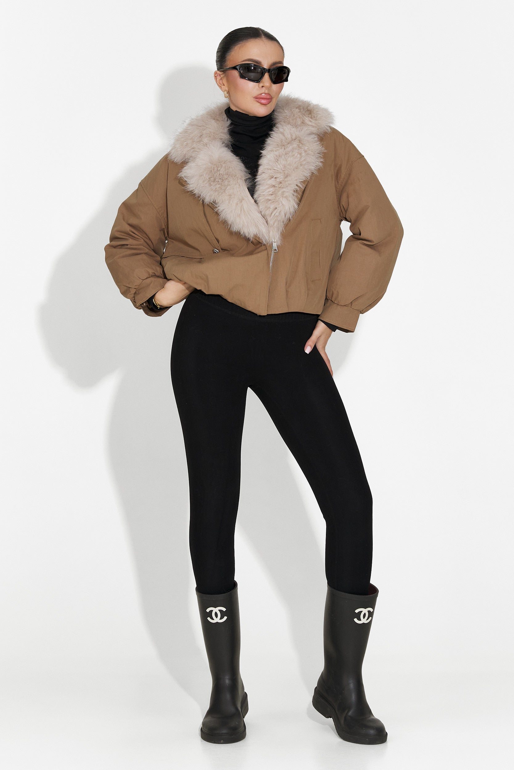 Geaca dama casual maro Eriora Bogas