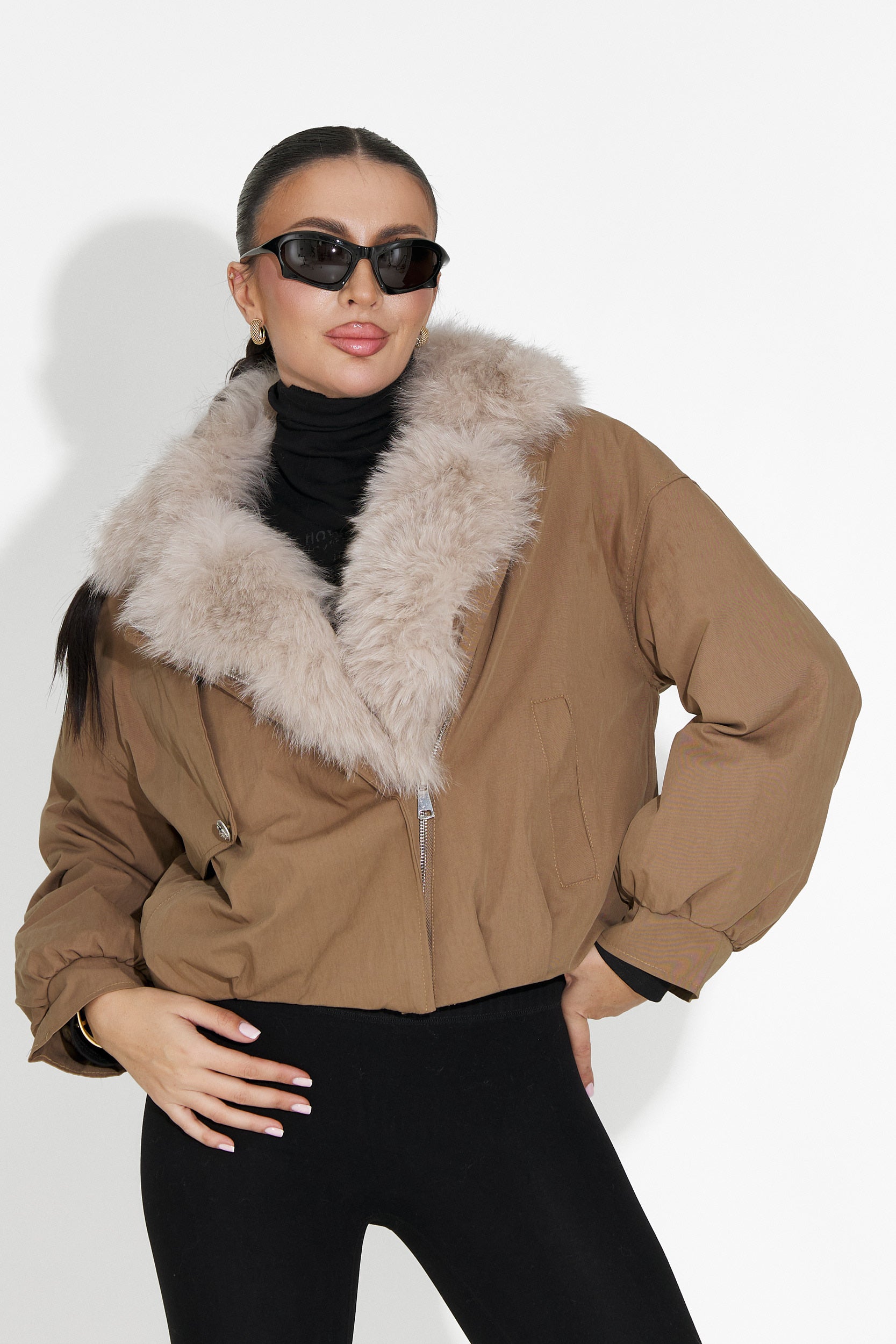 Geaca dama casual maro Eriora Bogas