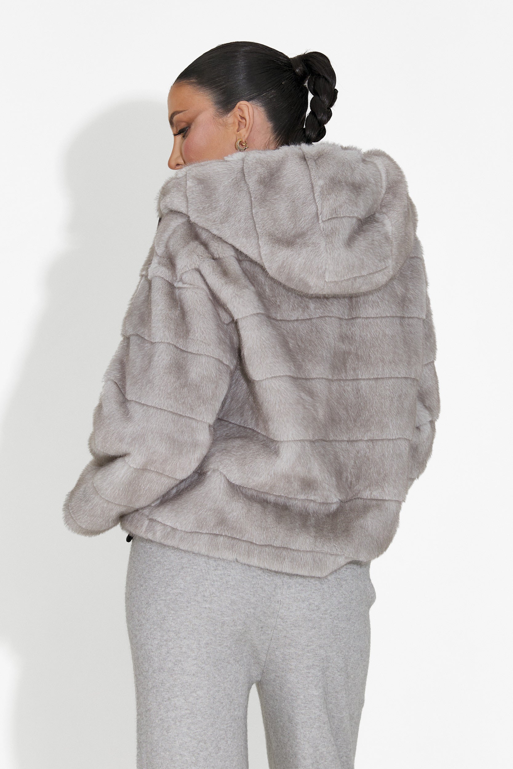 Alaska Bogas Grey Fur Coat