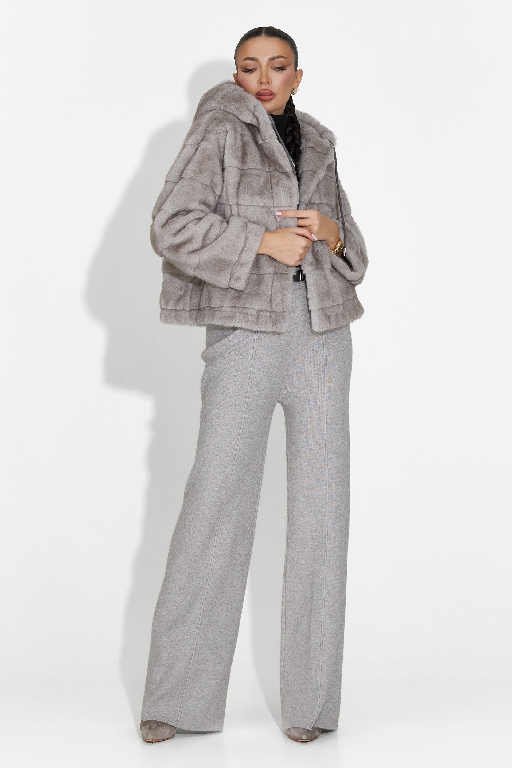 Alaska Bogas Grey Fur Coat