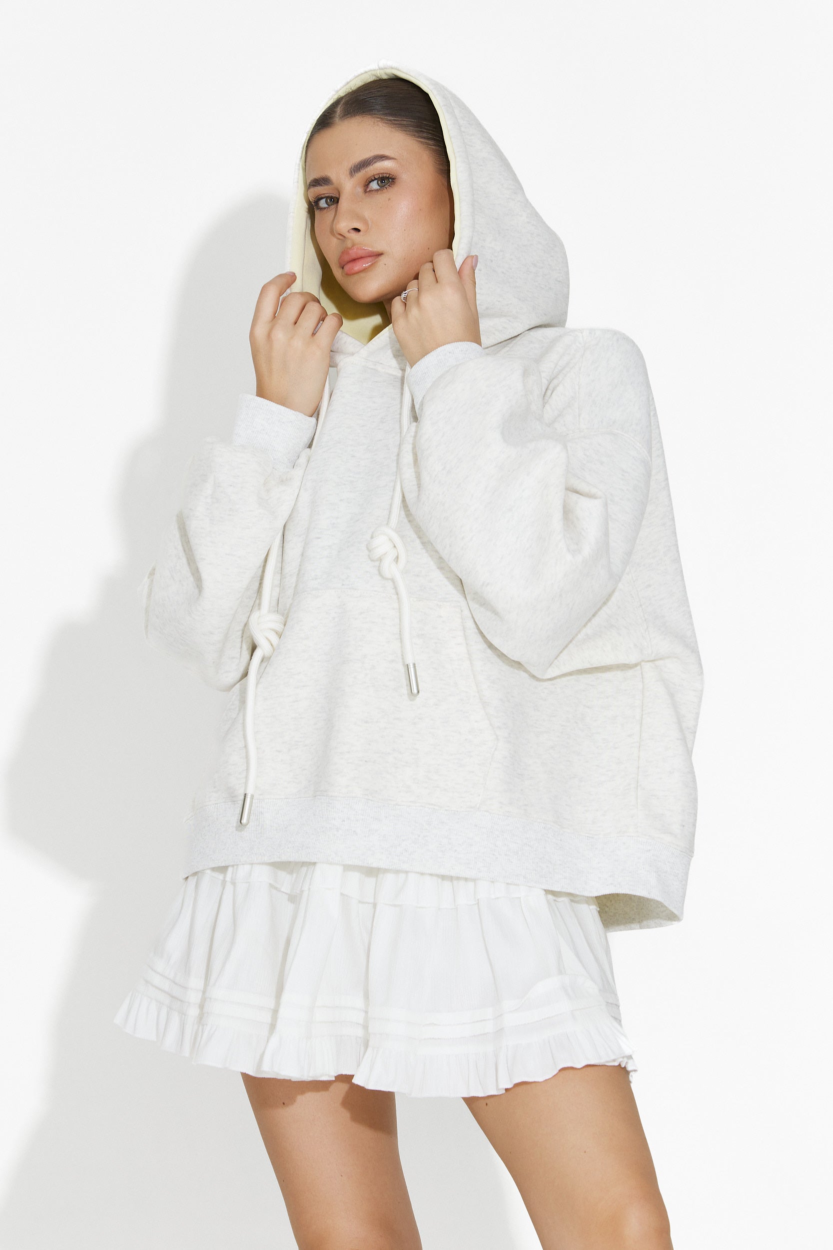 Hanorac dama casual gri deschis Loravia Bogas