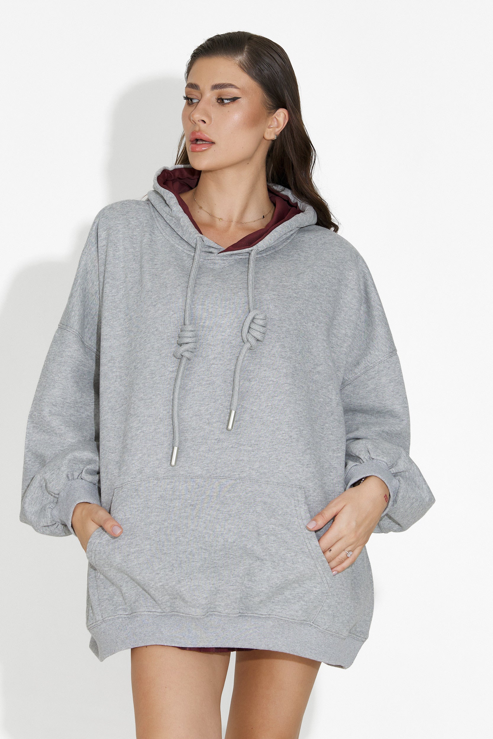 Hanorac dama casual gri inchis Noblesa Bogas