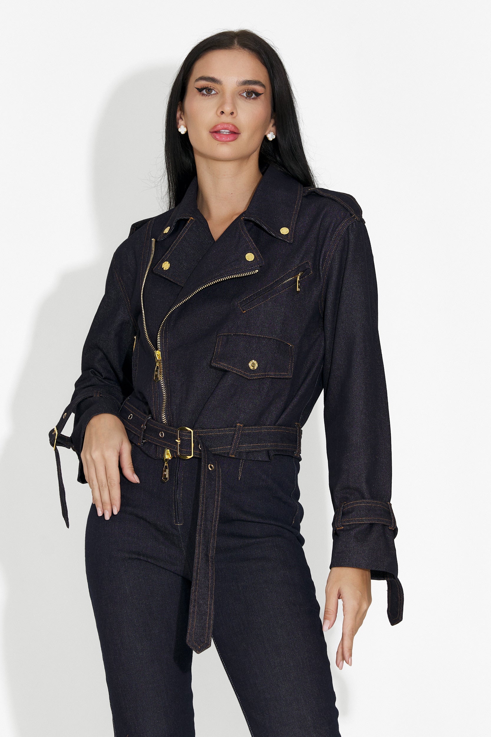 Renatia Bogas Navy Blue Casual Women's Denim Jacket