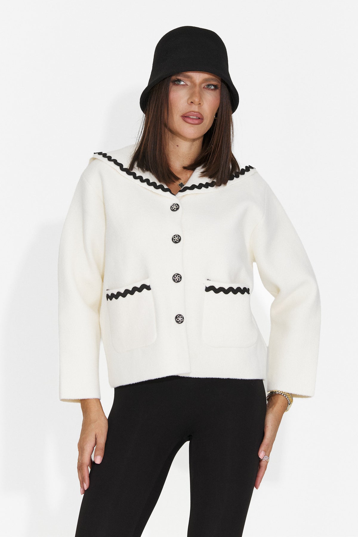 Jacheta casual crem Fyvomora Bogas