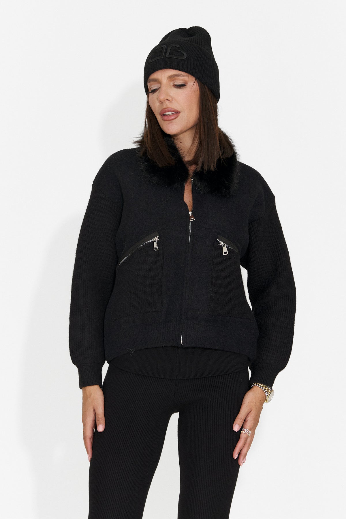 Jacheta casual neagra Luzlea Bogas