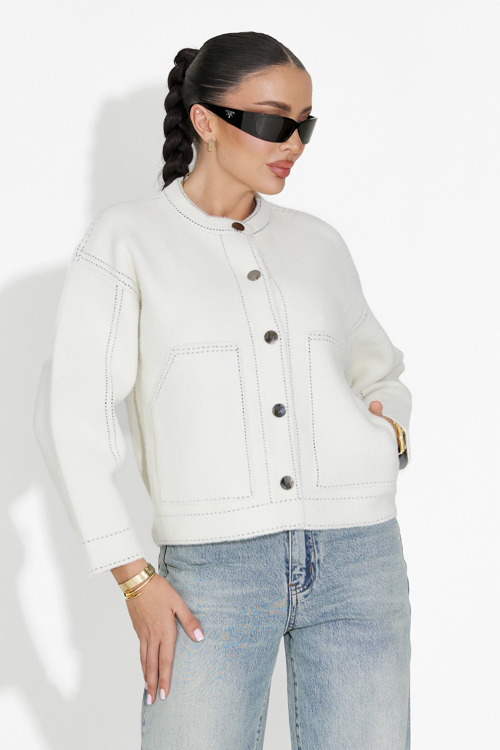 Jacheta dama casual alba Emalin Bogas