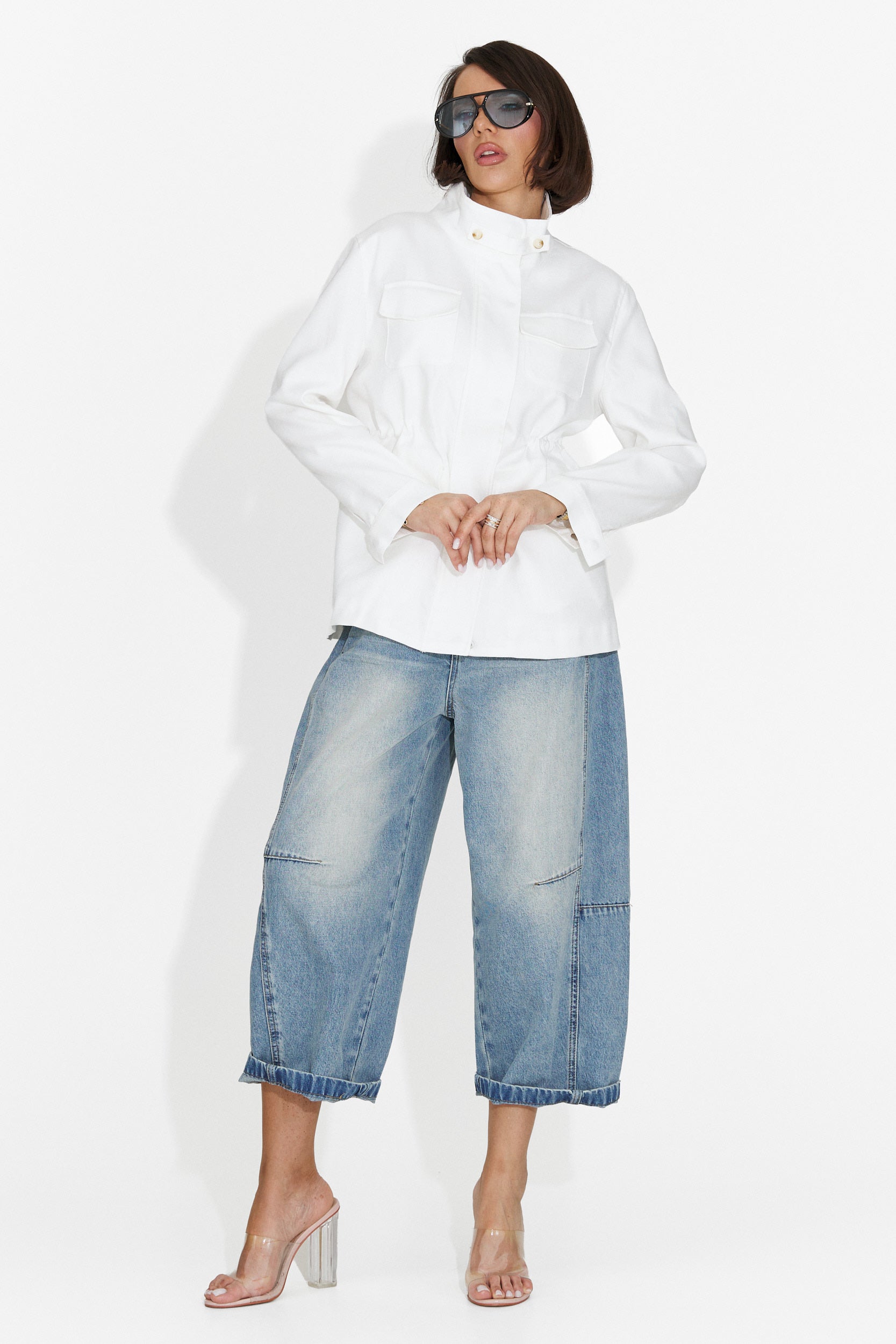 Jacheta dama casual alba Fresia Bogas