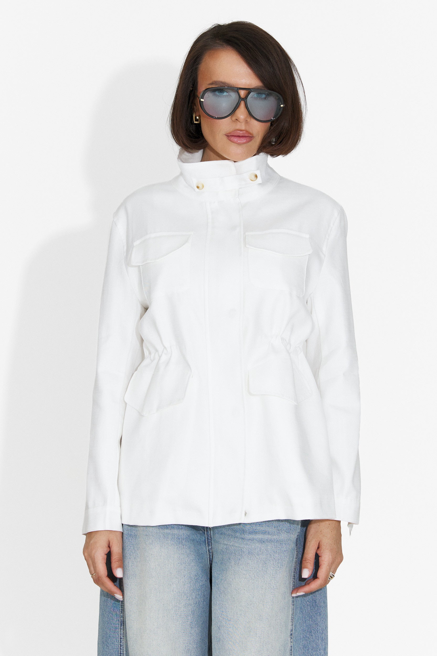 Jacheta dama casual alba Fresia Bogas