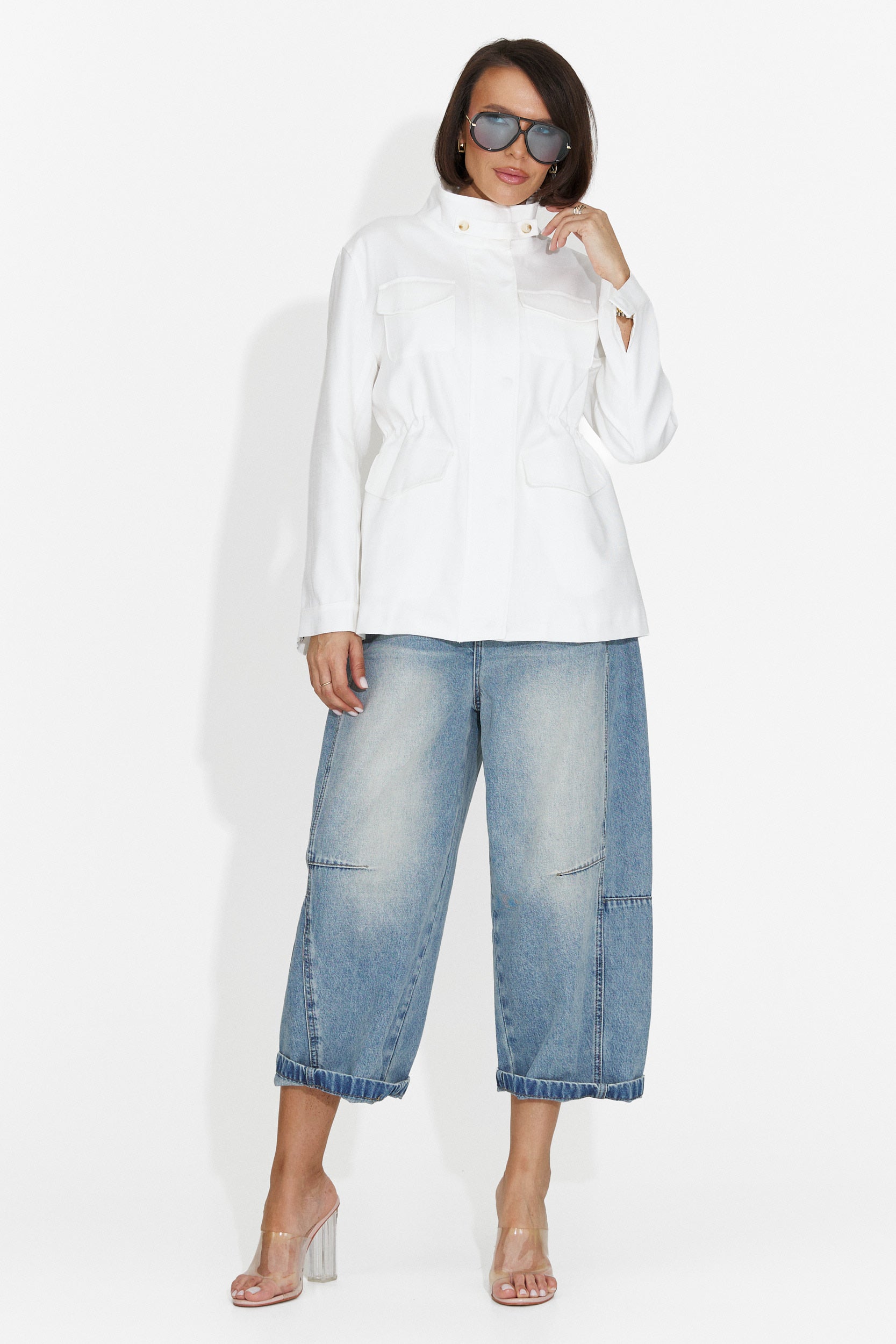 Jacheta dama casual alba Fresia Bogas