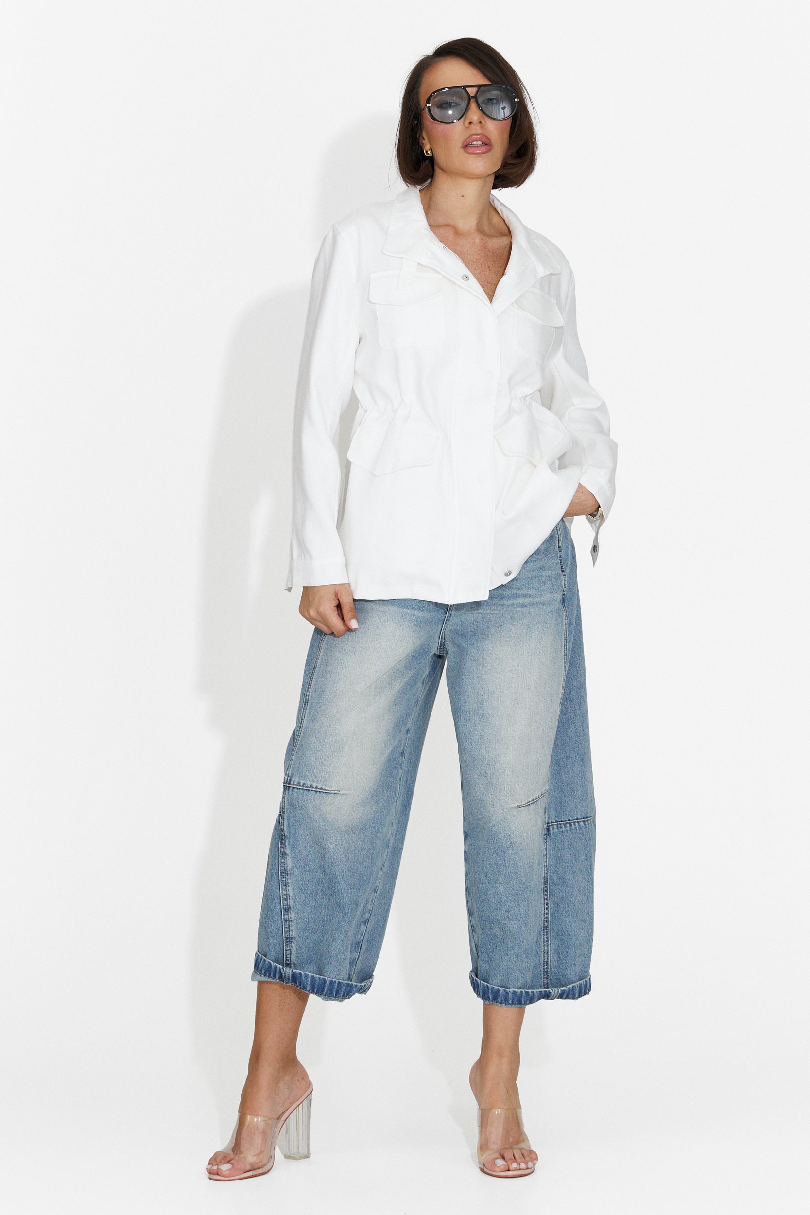 Jacheta dama casual alba Fresia Bogas