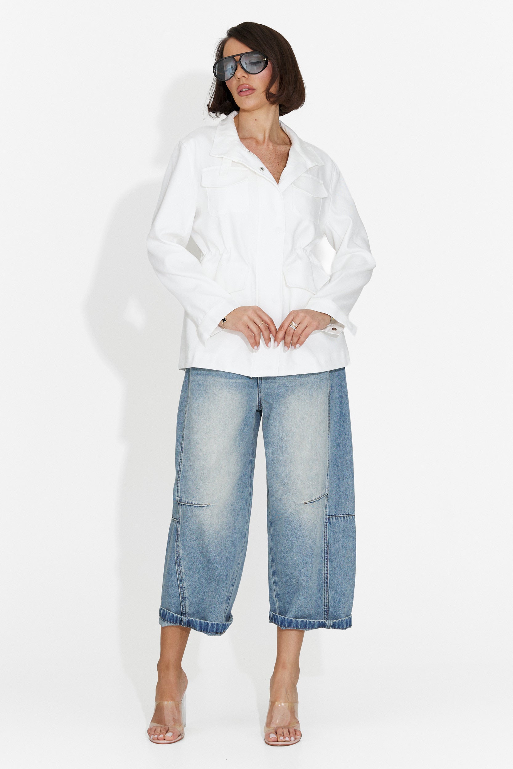 Jacheta dama casual alba Fresia Bogas