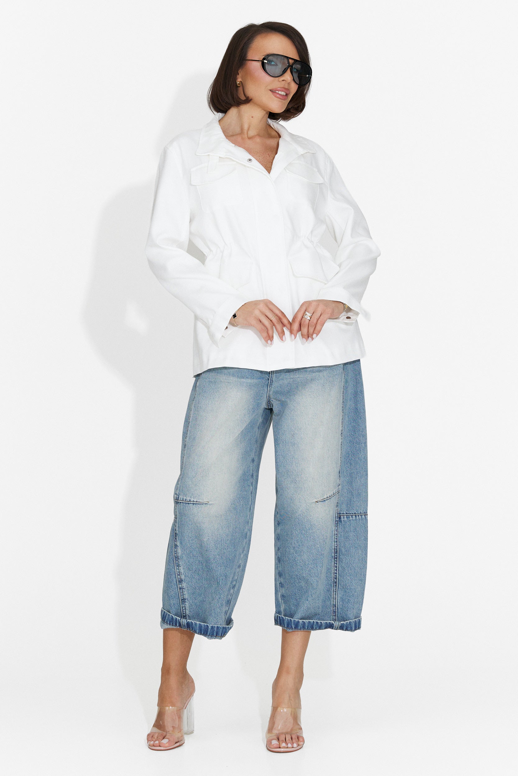 Jacheta dama casual alba Fresia Bogas