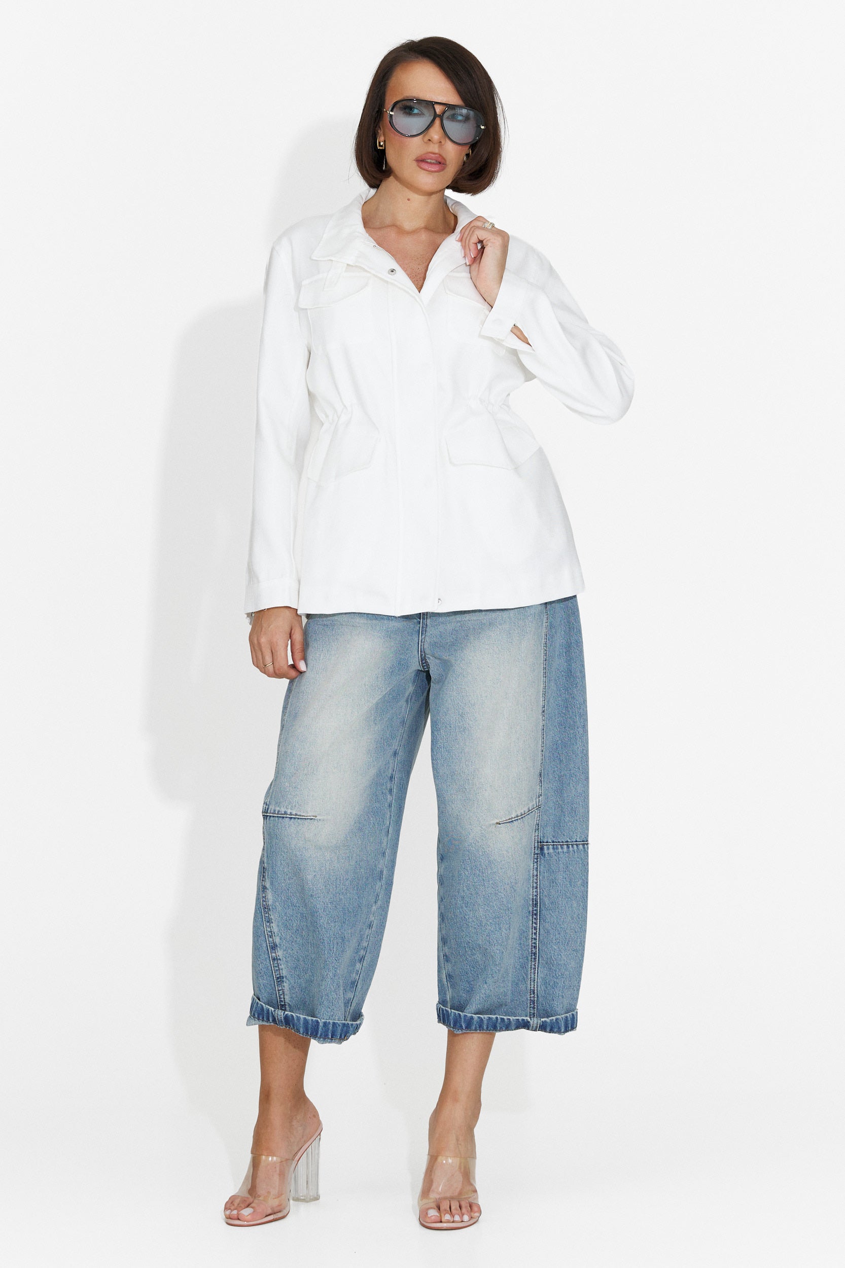 Jacheta dama casual alba Fresia Bogas