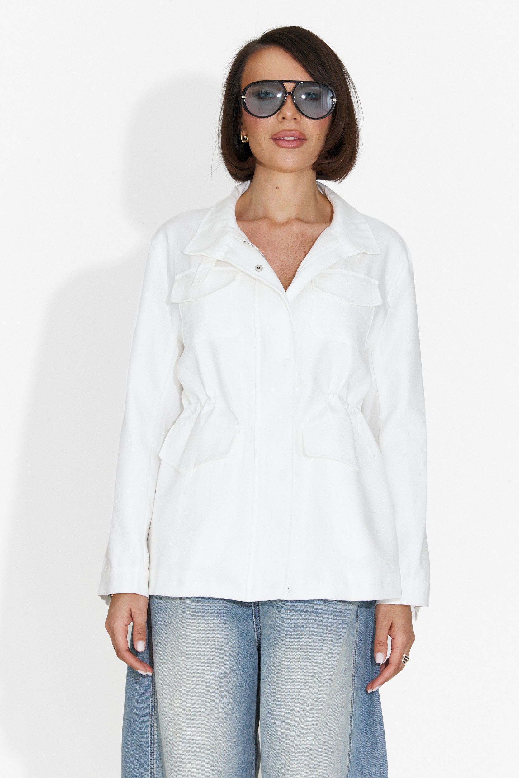 Jacheta dama casual alba Fresia Bogas