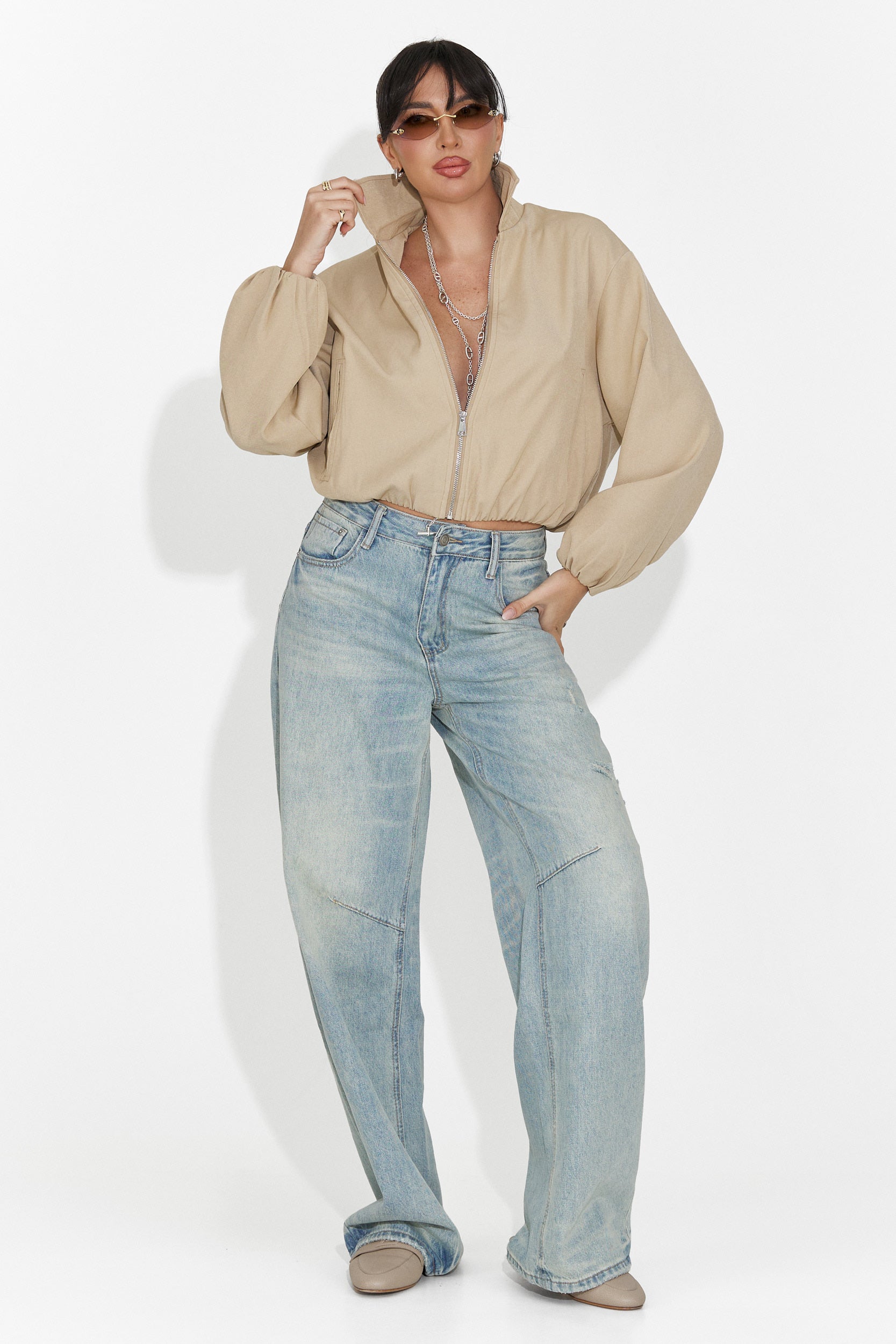 Jacheta dama casual bej Giona Bogas