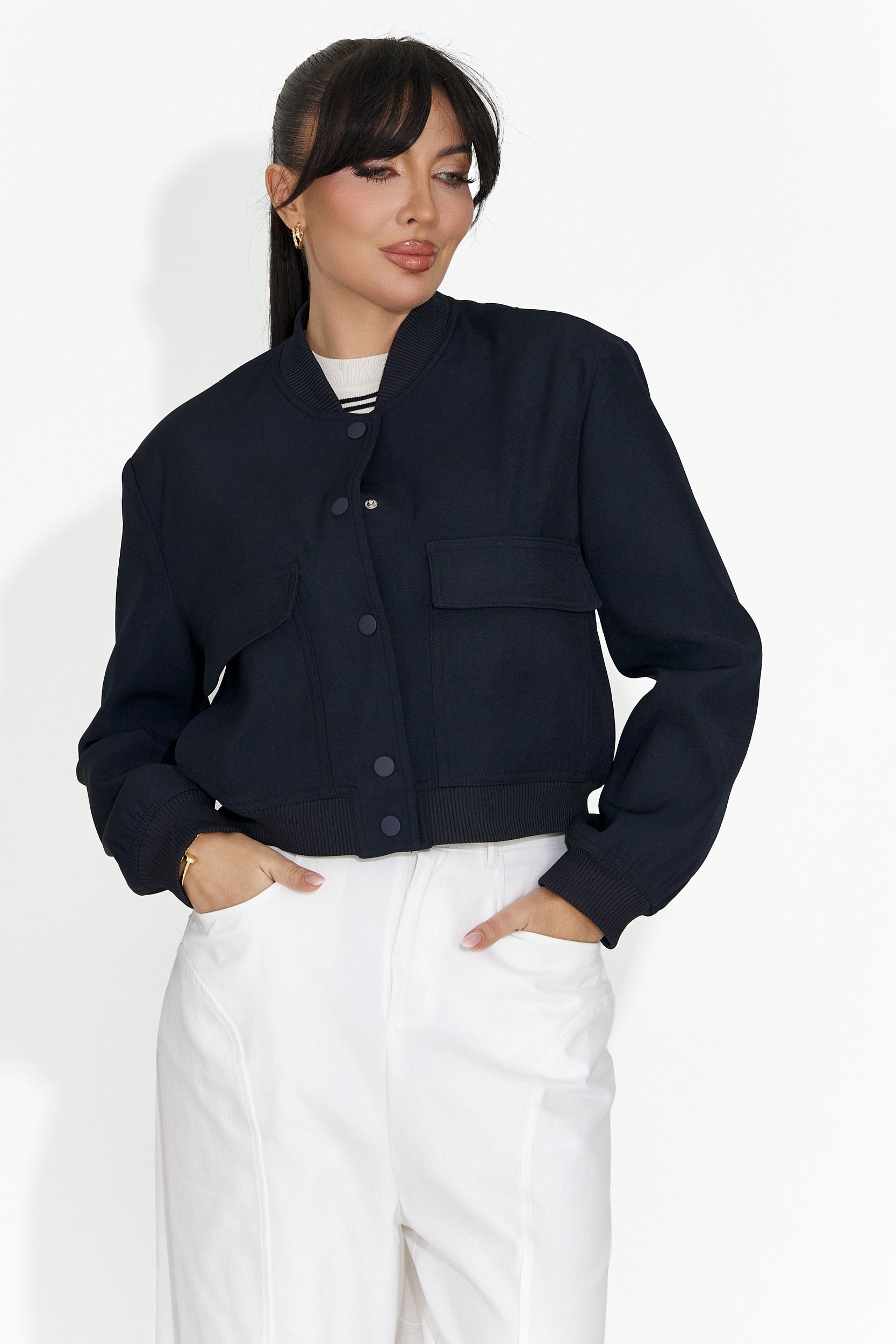 Jacheta dama casual bleumarin Cataleia Bogas