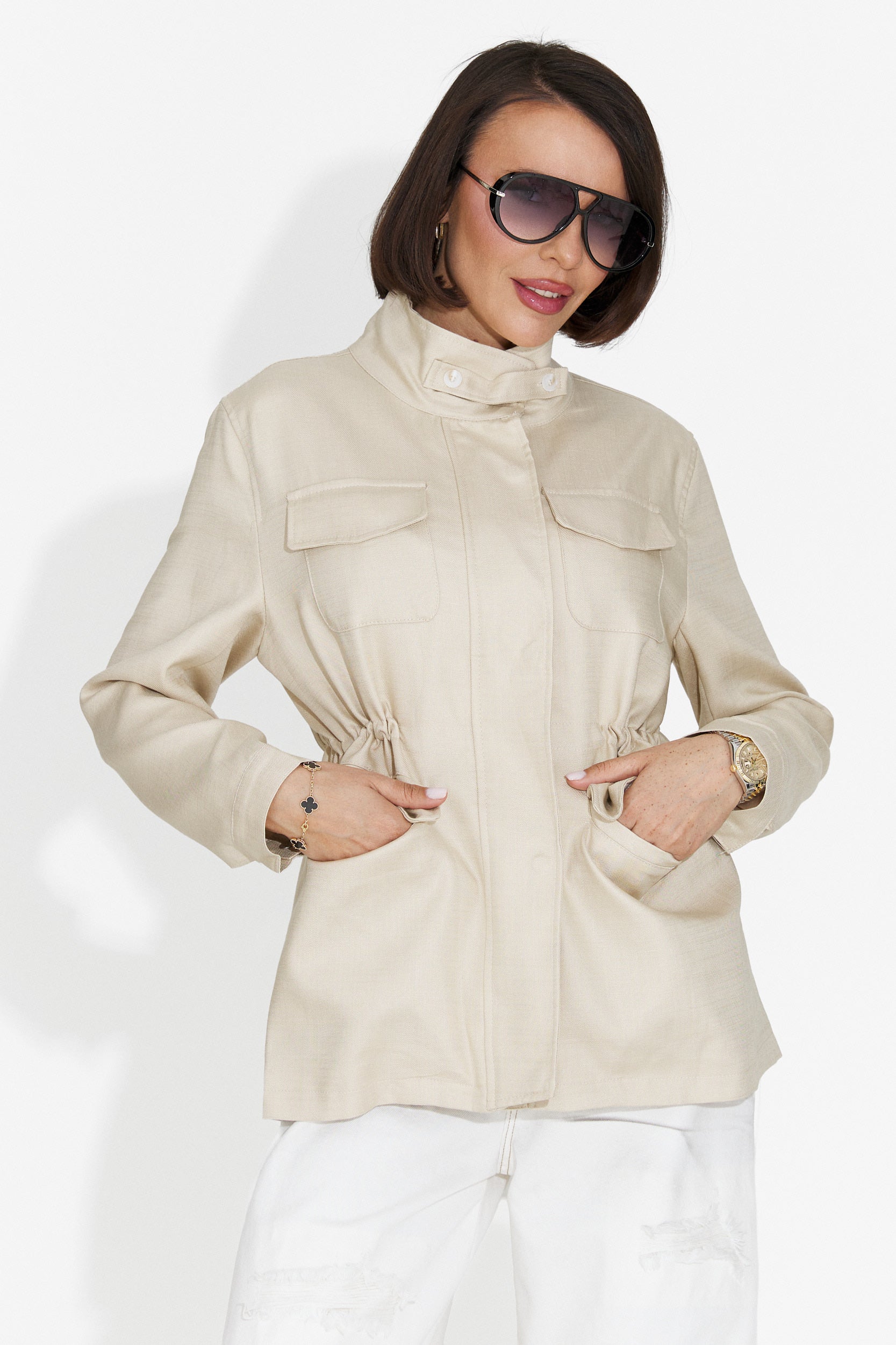 Jacheta dama casual crem Fresia Bogas