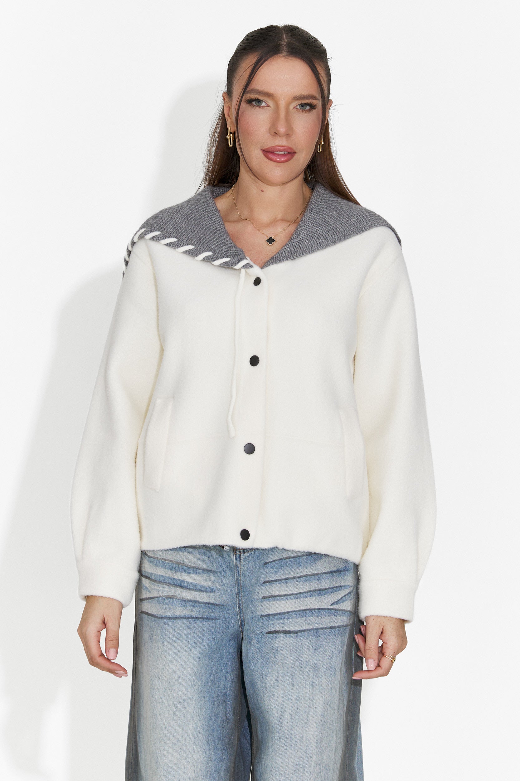 Jacheta dama eleganta crem Agapia Bogas