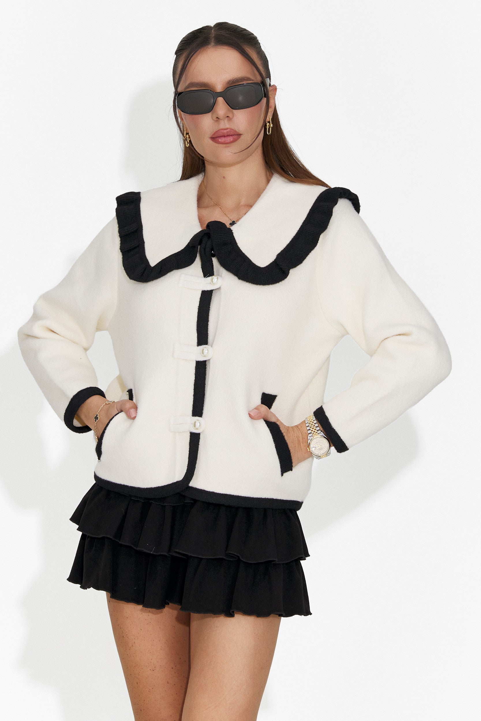 Jacheta dama eleganta crem Aimea Bogas