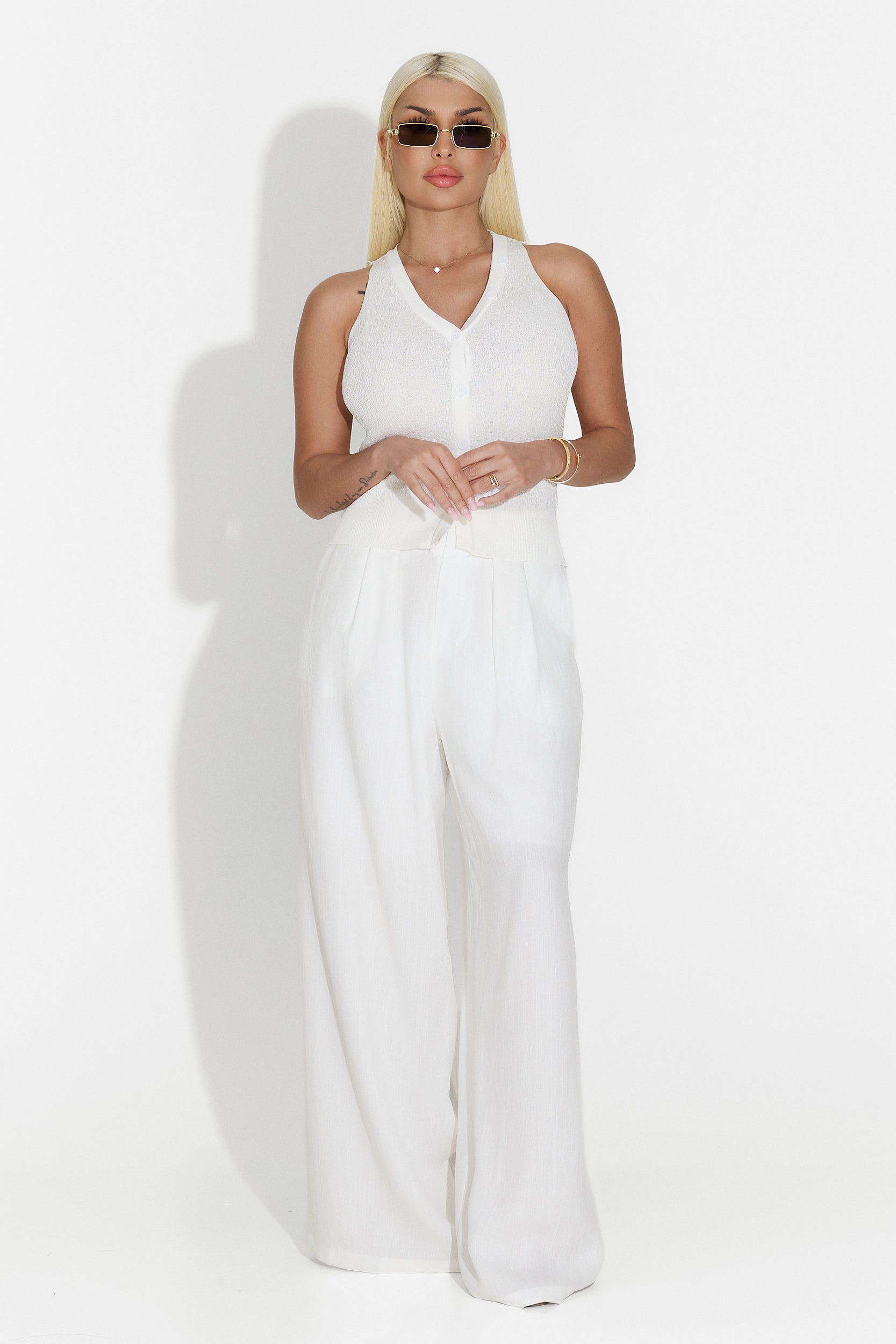 Casual white women's tank top Tofer Bogas