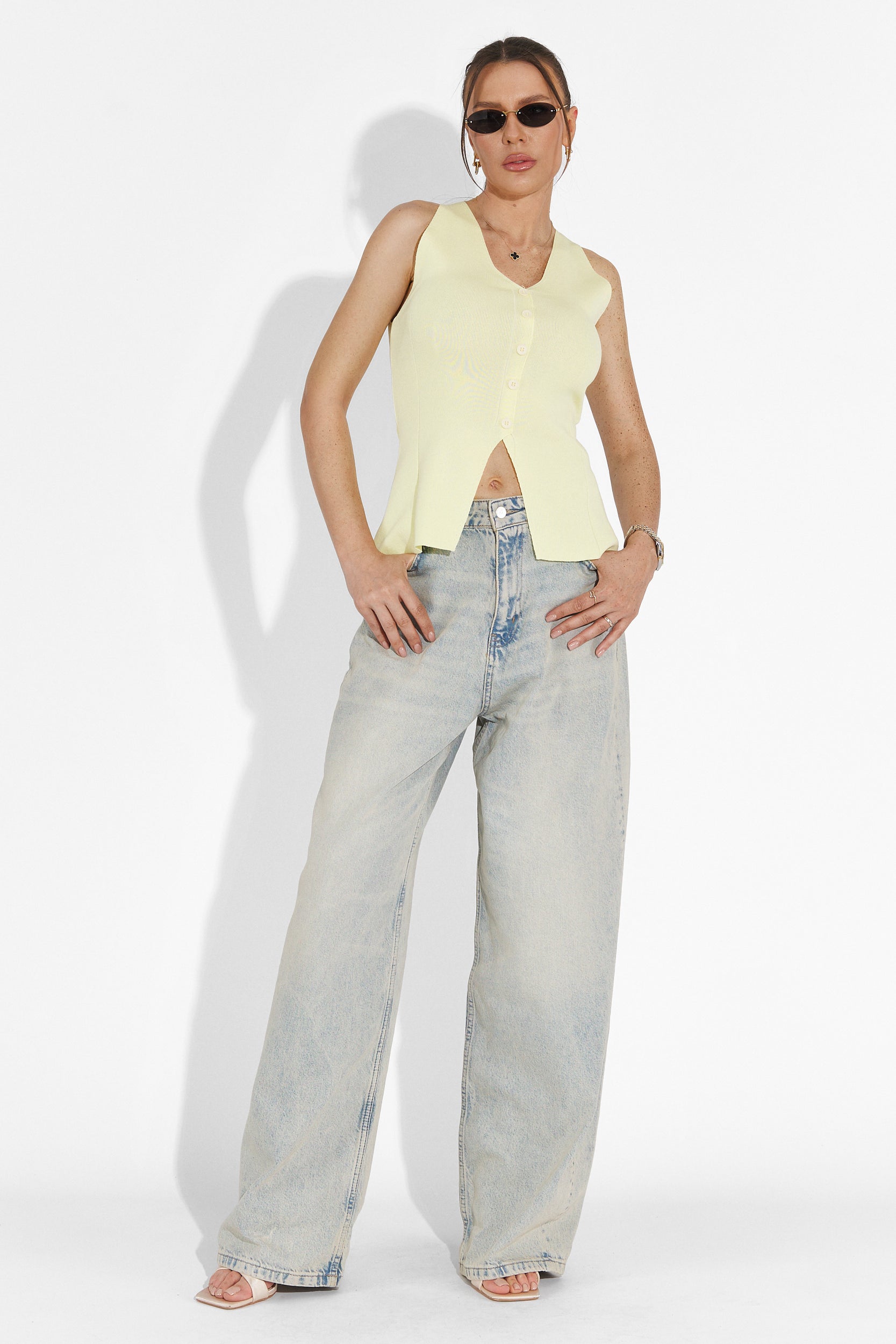 Casual yellow Cadiz Bogas ladies tank top