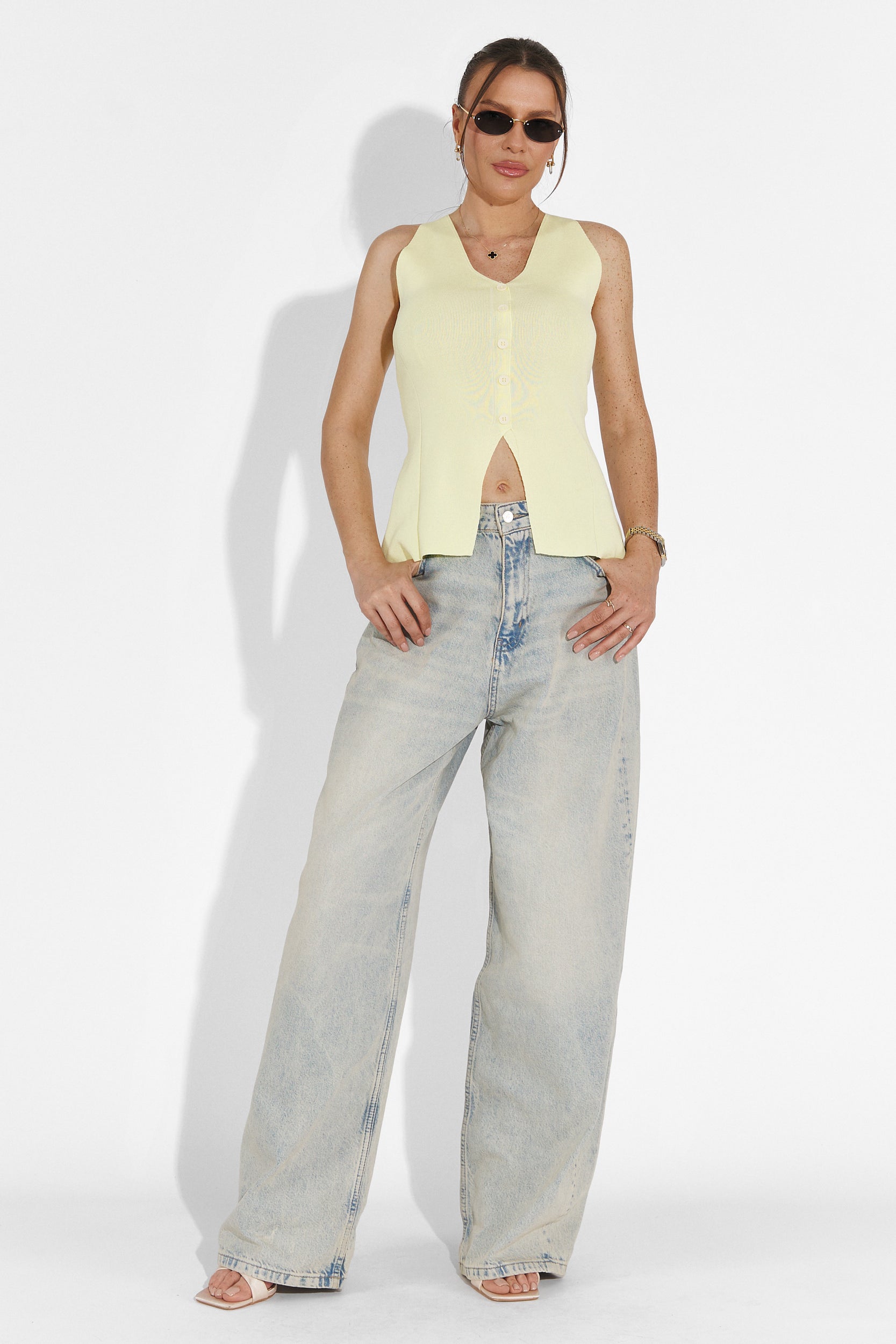 Casual yellow Cadiz Bogas ladies tank top