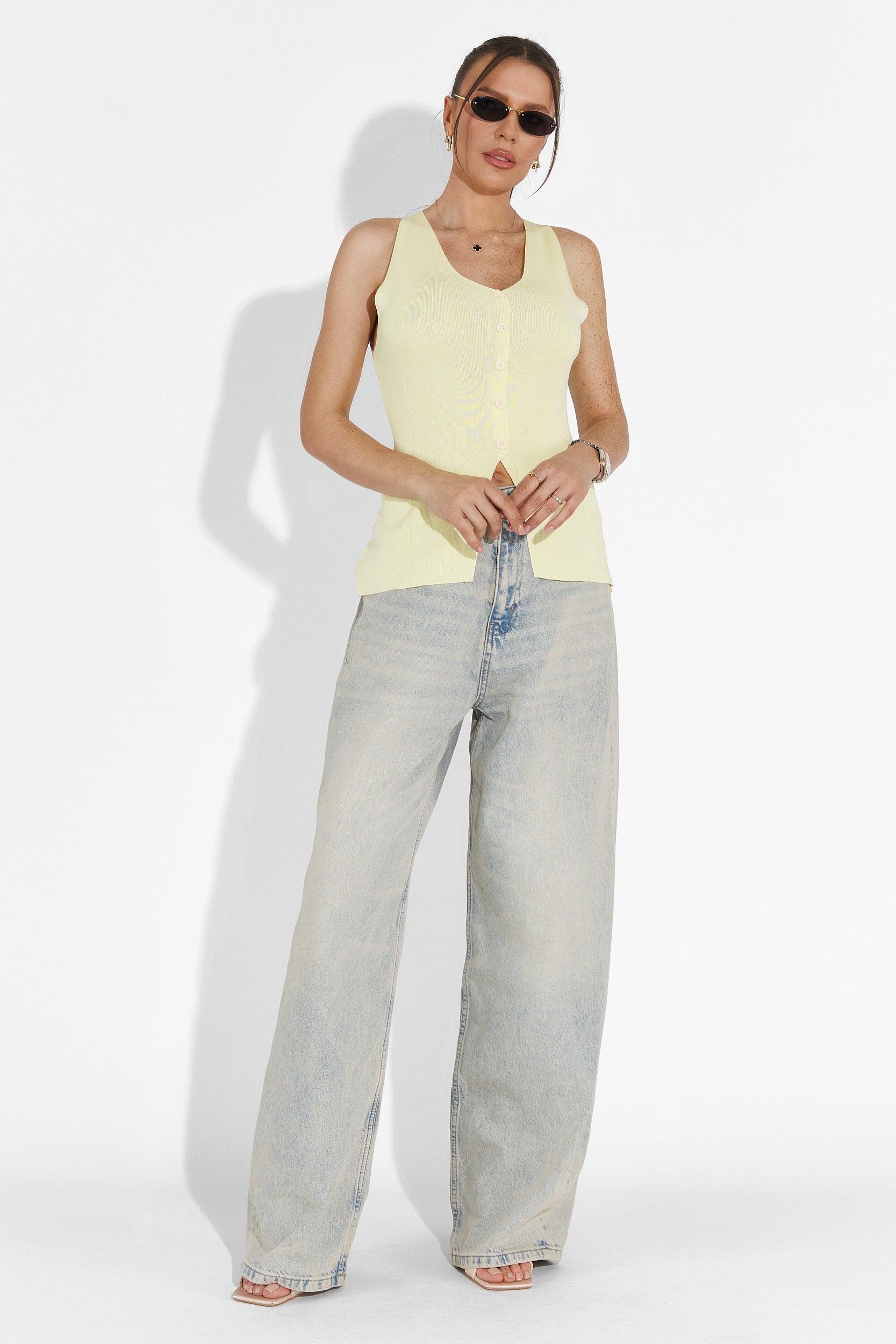 Casual yellow Cadiz Bogas ladies tank top