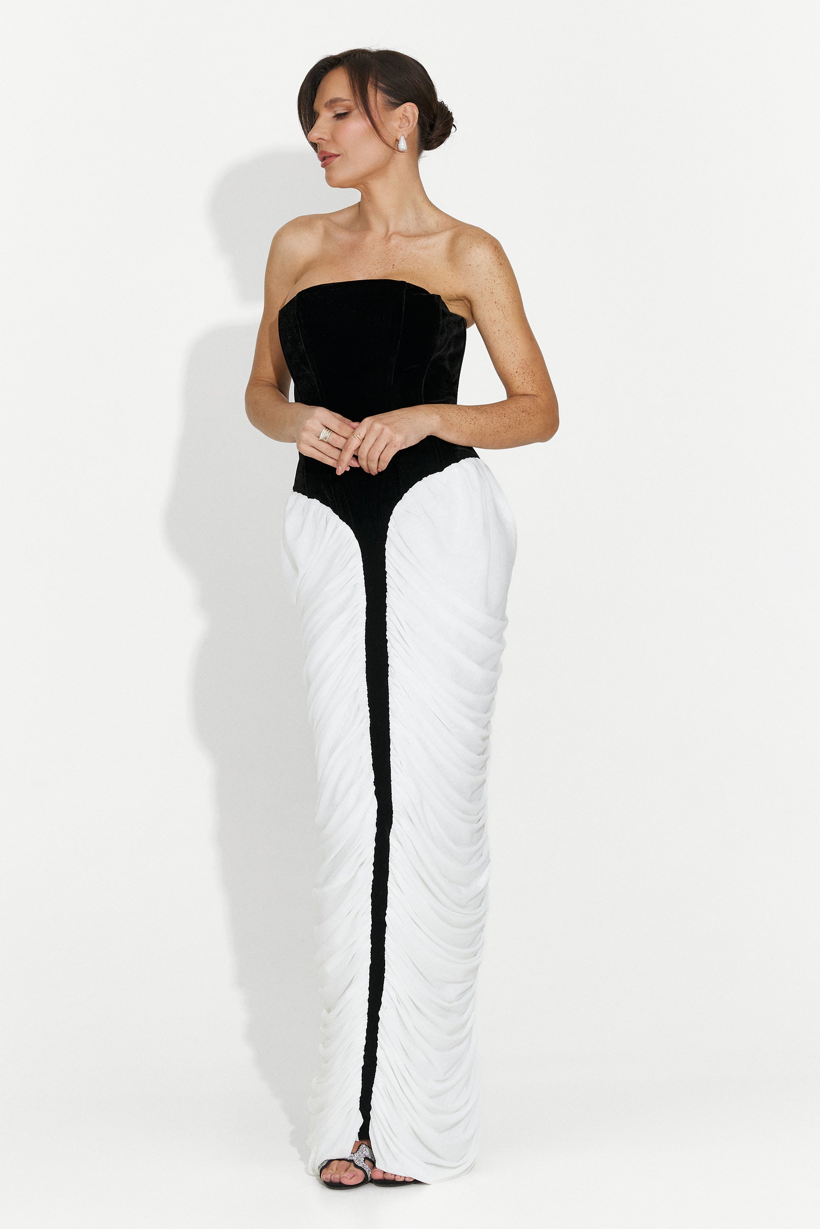 Rochie dama lunga alb negru York Bogas