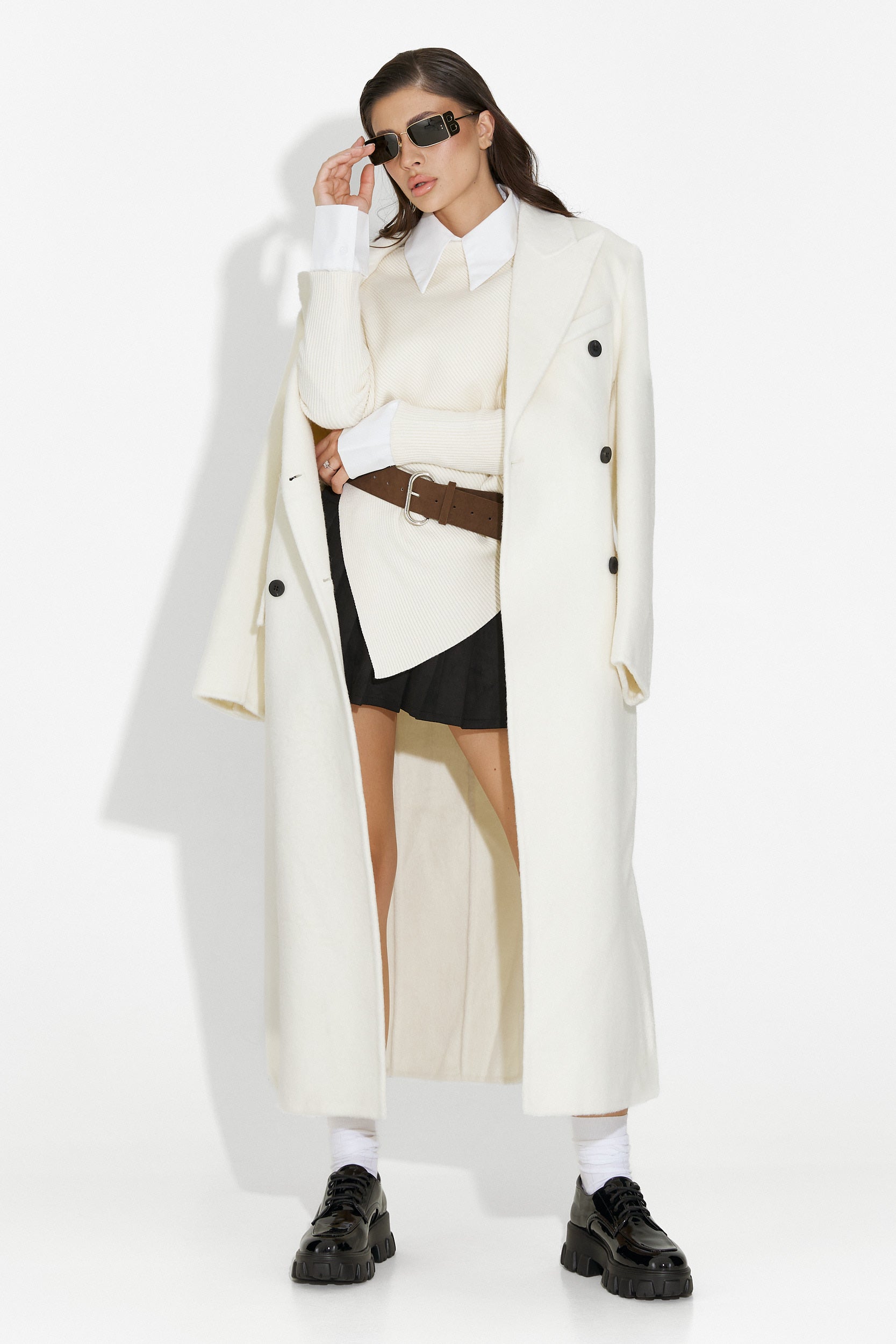 Palton dama elegant bej Savira Bogas