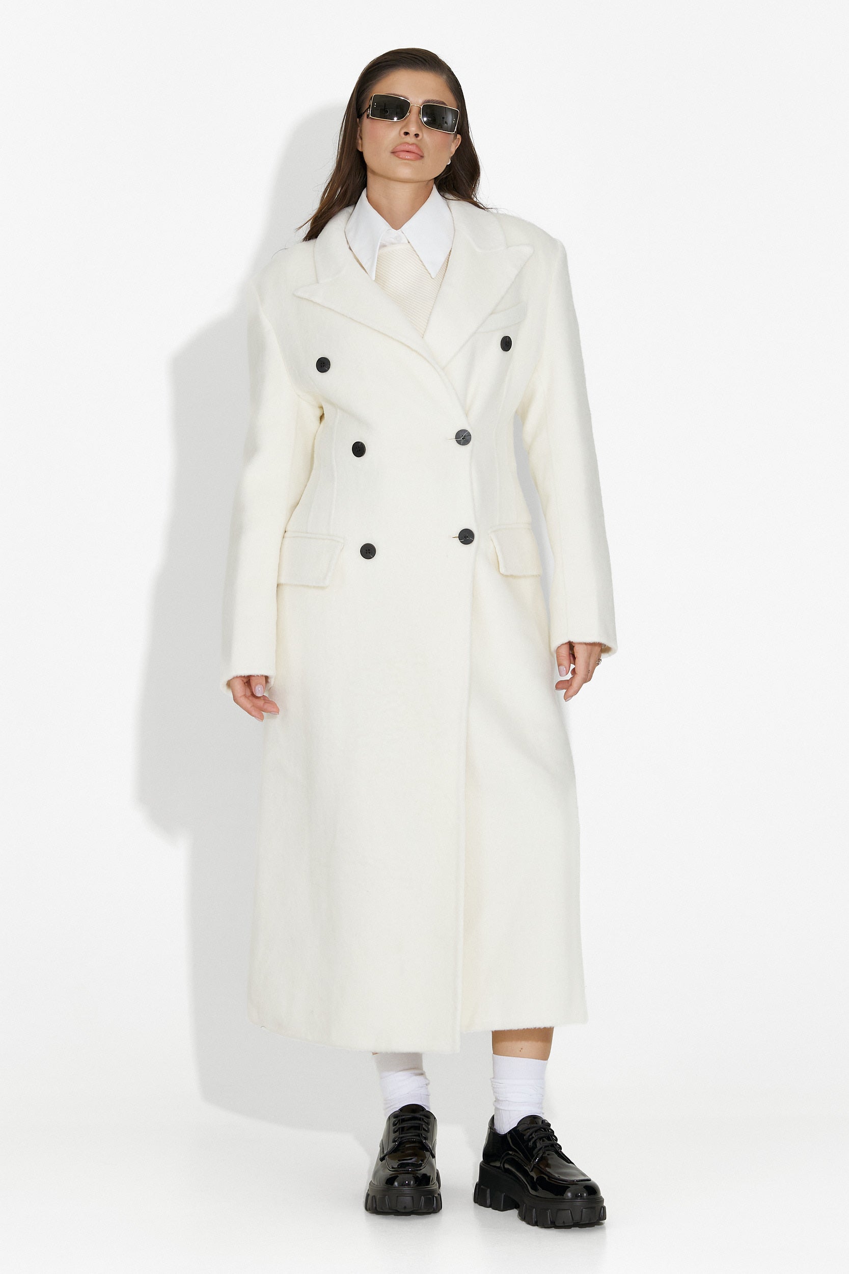 Palton dama elegant bej Savira Bogas