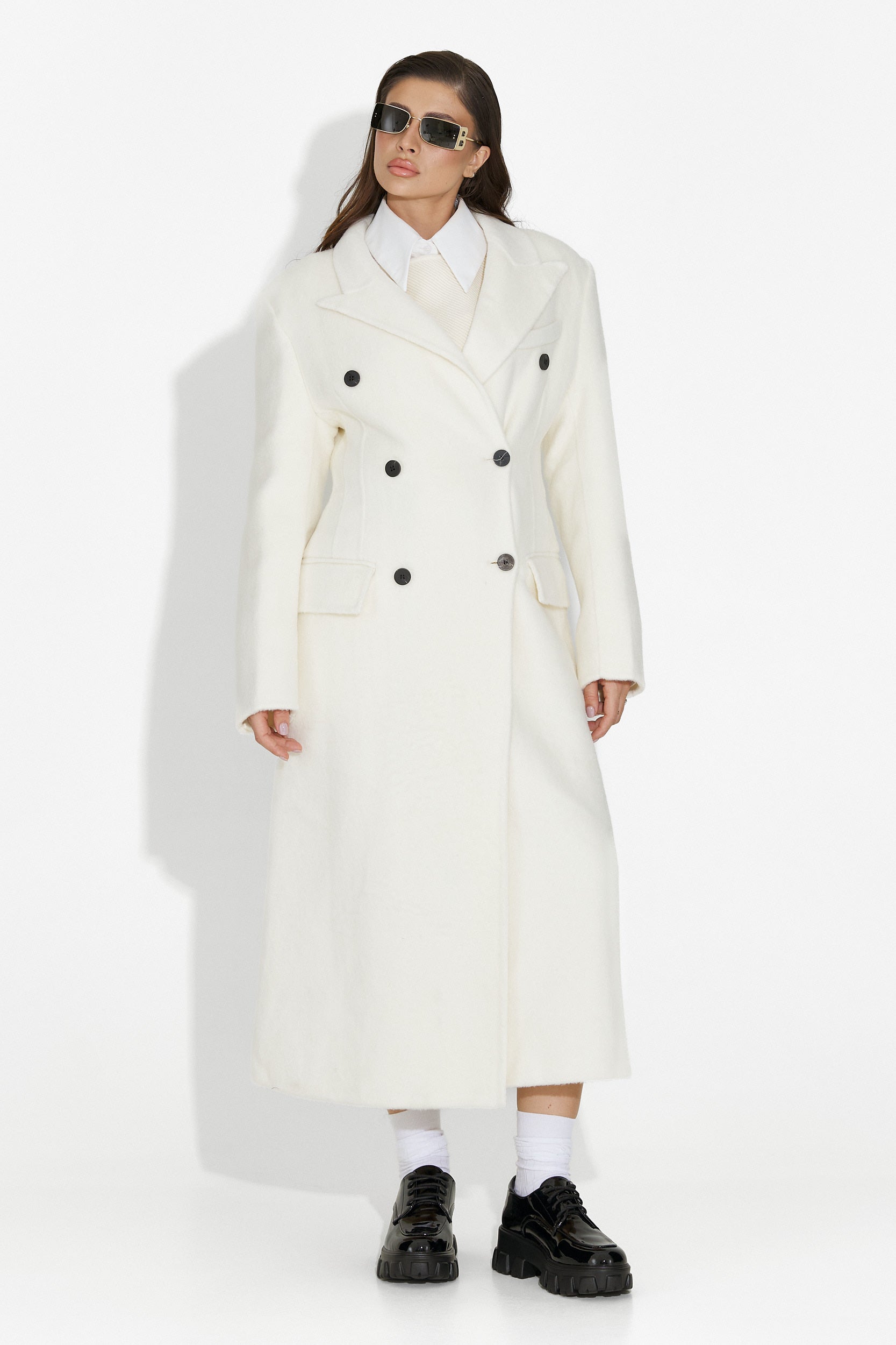 Palton dama elegant bej Savira Bogas