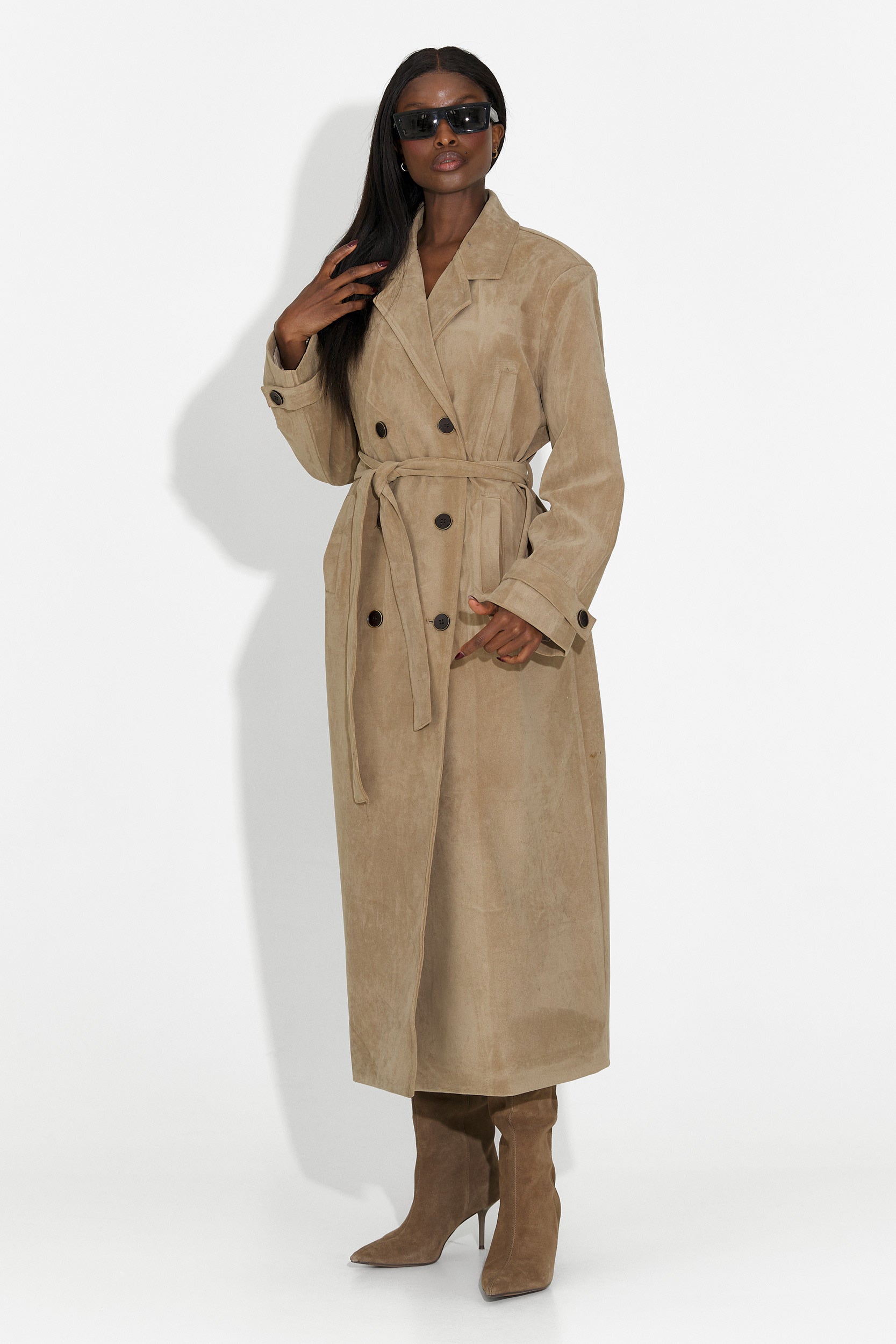 Palton dama elegant bej Seliora Bogas