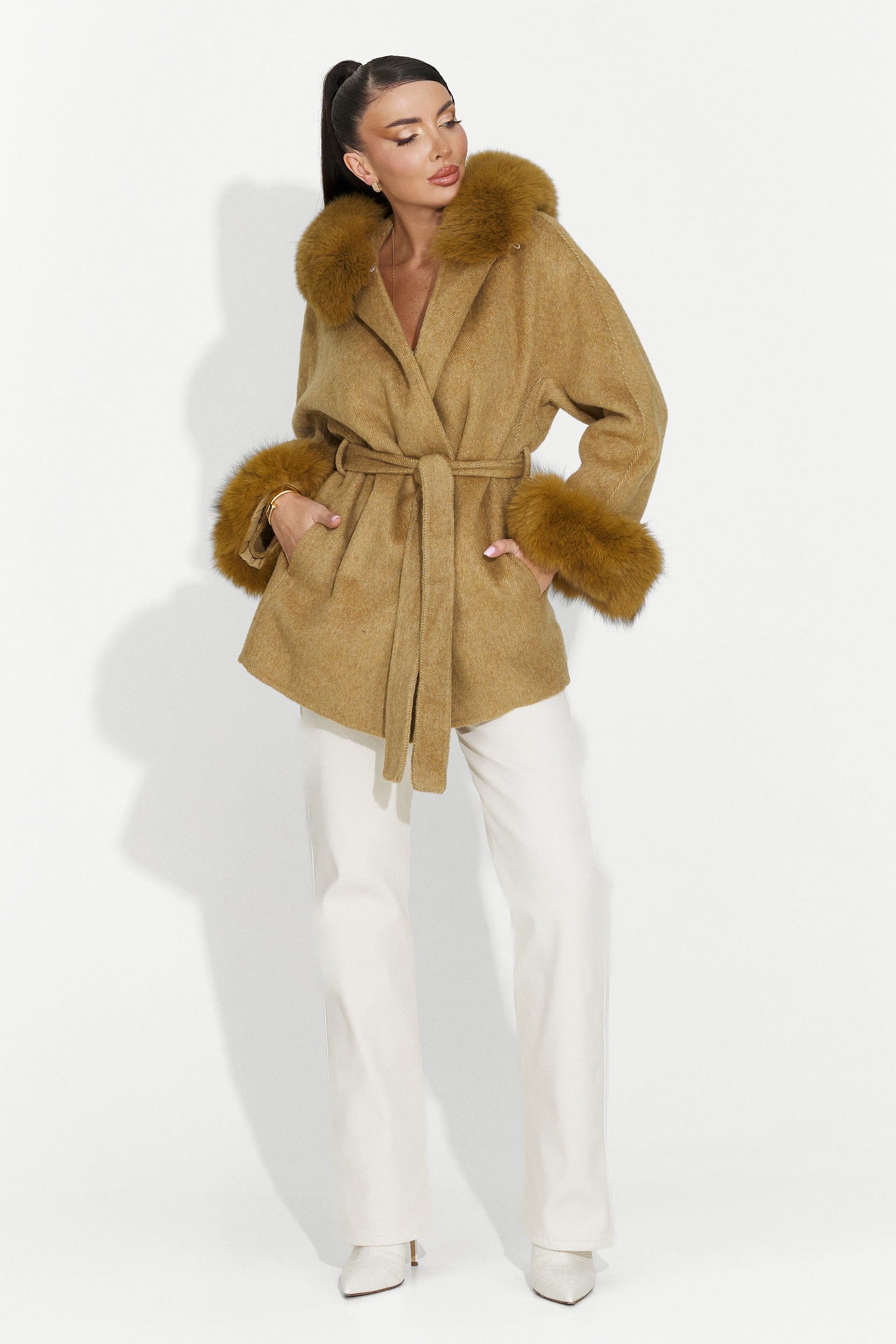 Palton dama elegant maro Betina Bogas