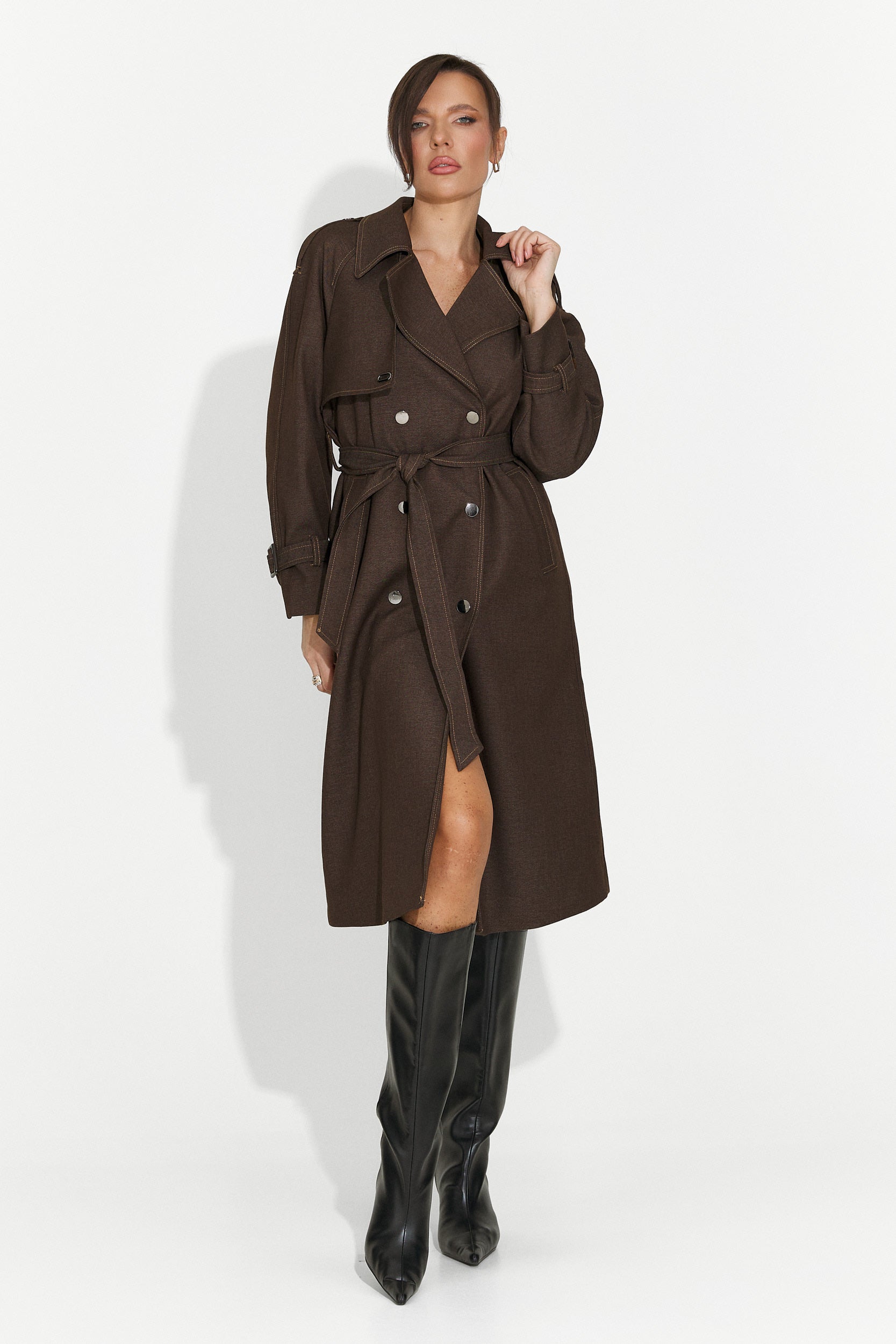 Palton dama elegant maro Nuvia Bogas