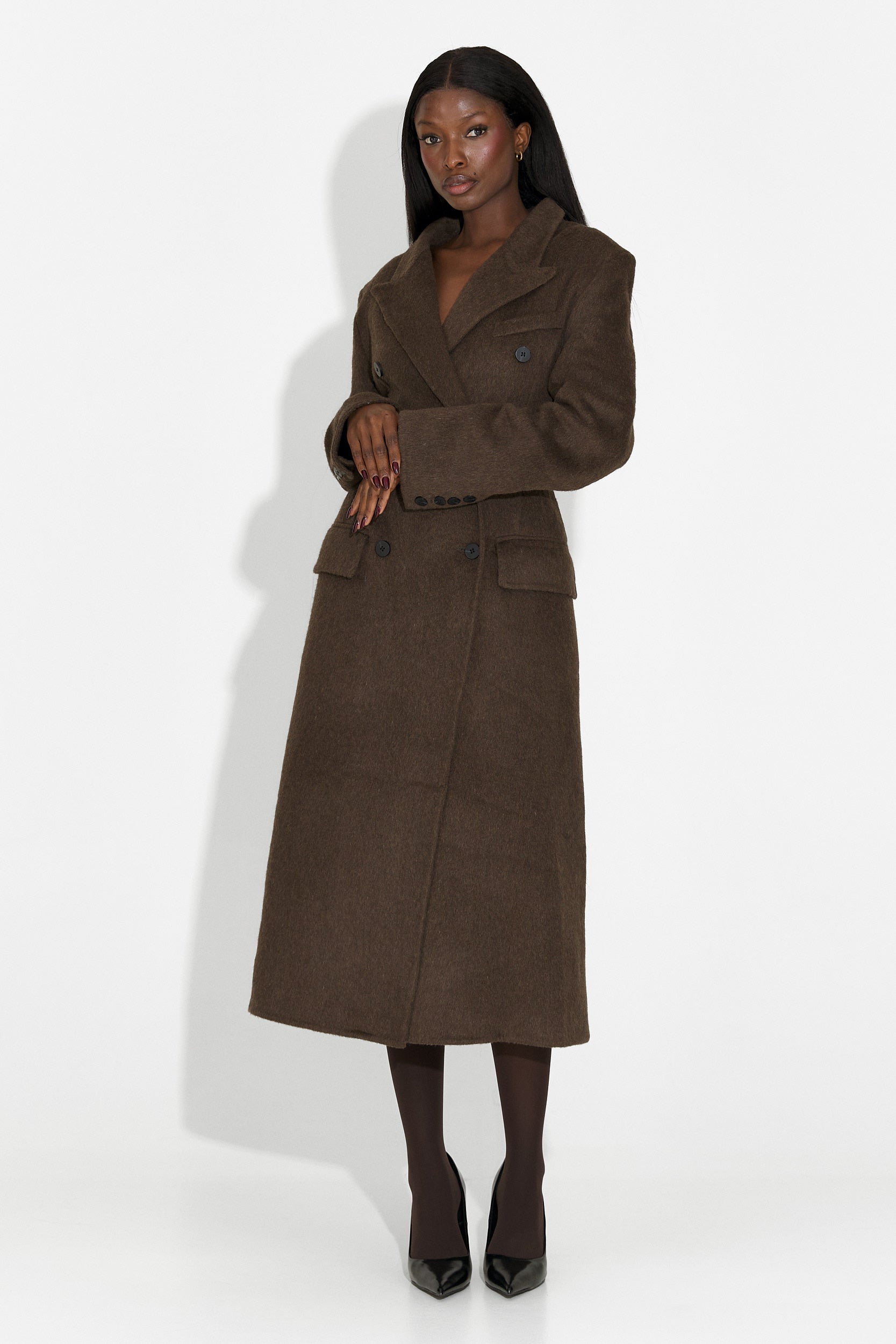 Palton dama elegant maro Savira Bogas