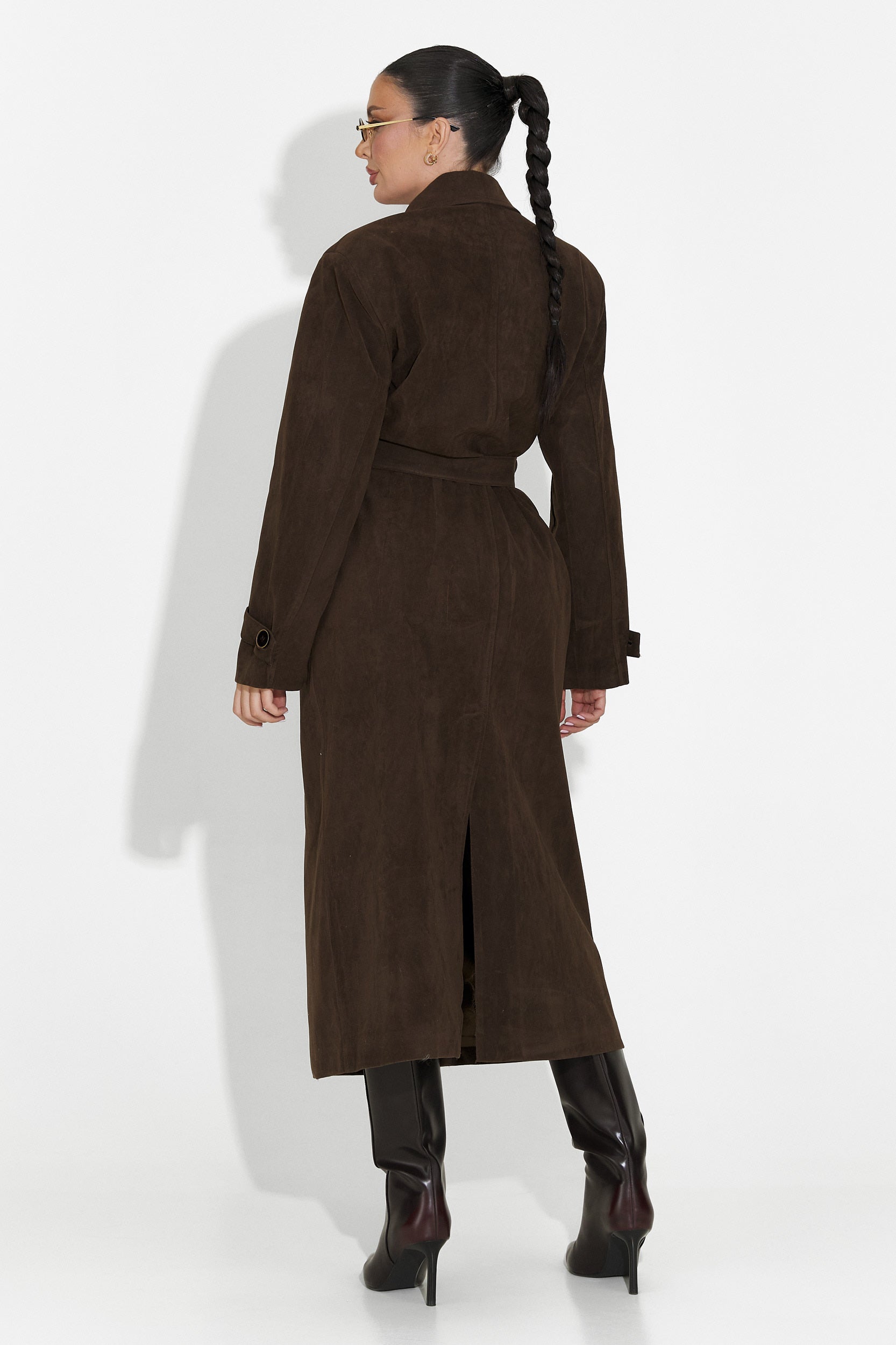 Palton dama elegant maro Seliora Bogas