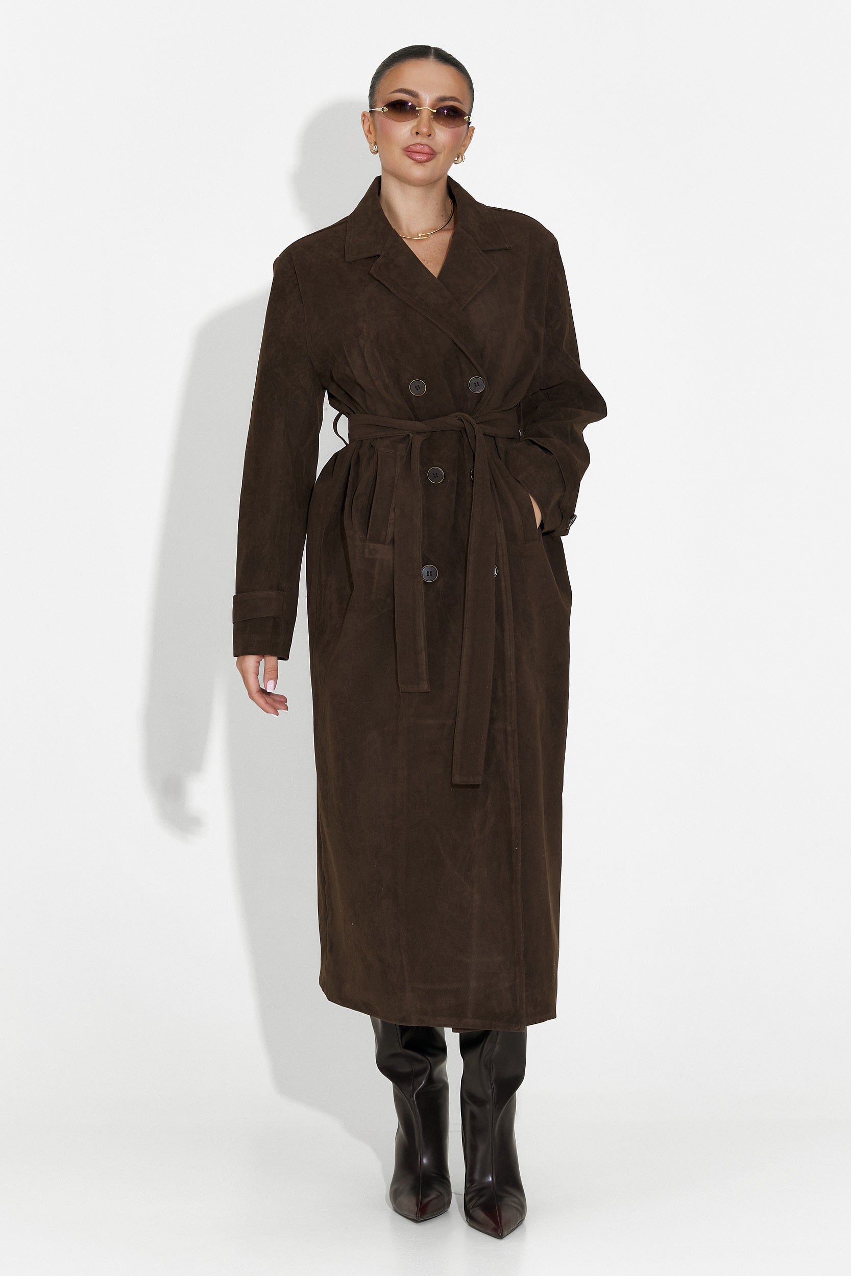 Palton dama elegant maro Seliora Bogas