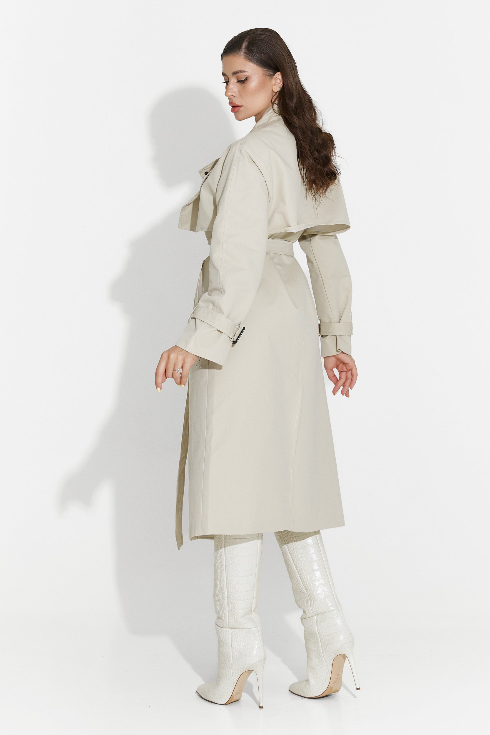 Long women's coat greige Emalia Bogas