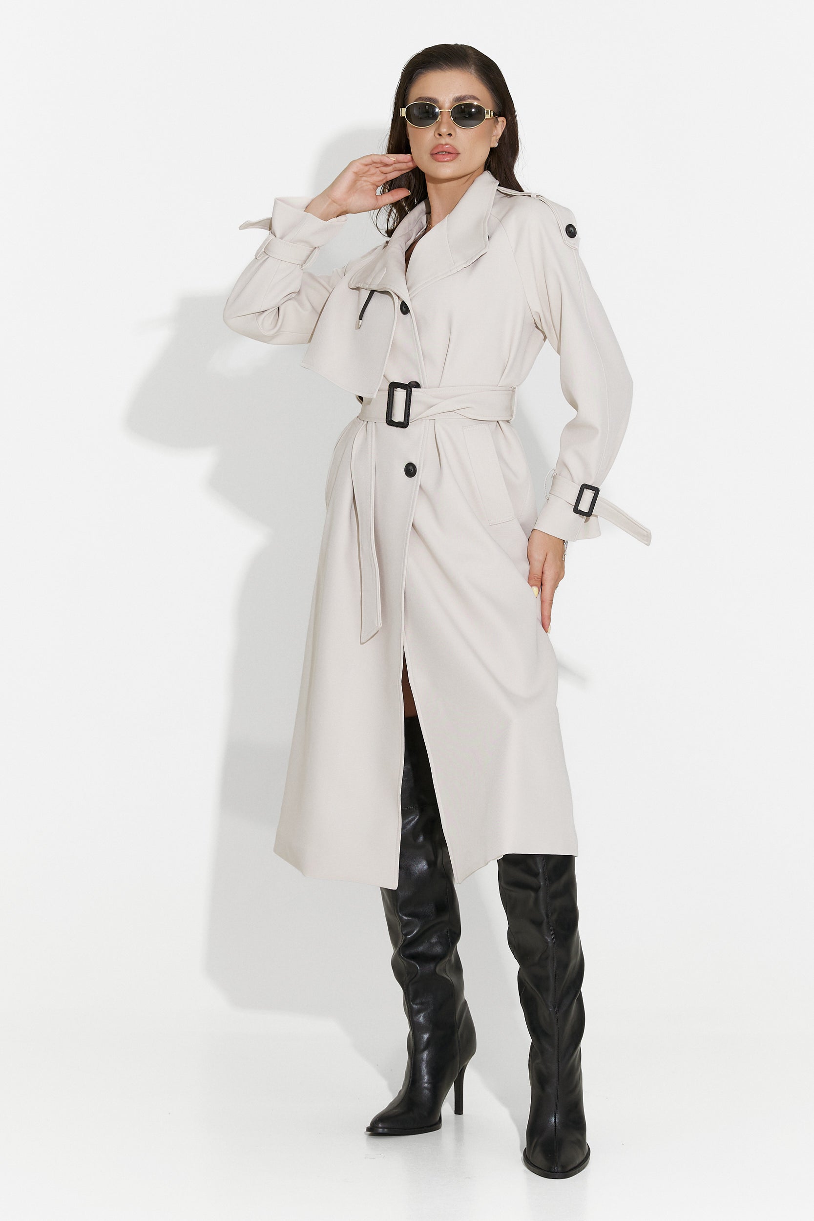 Long women's coat greige Misena Bogas