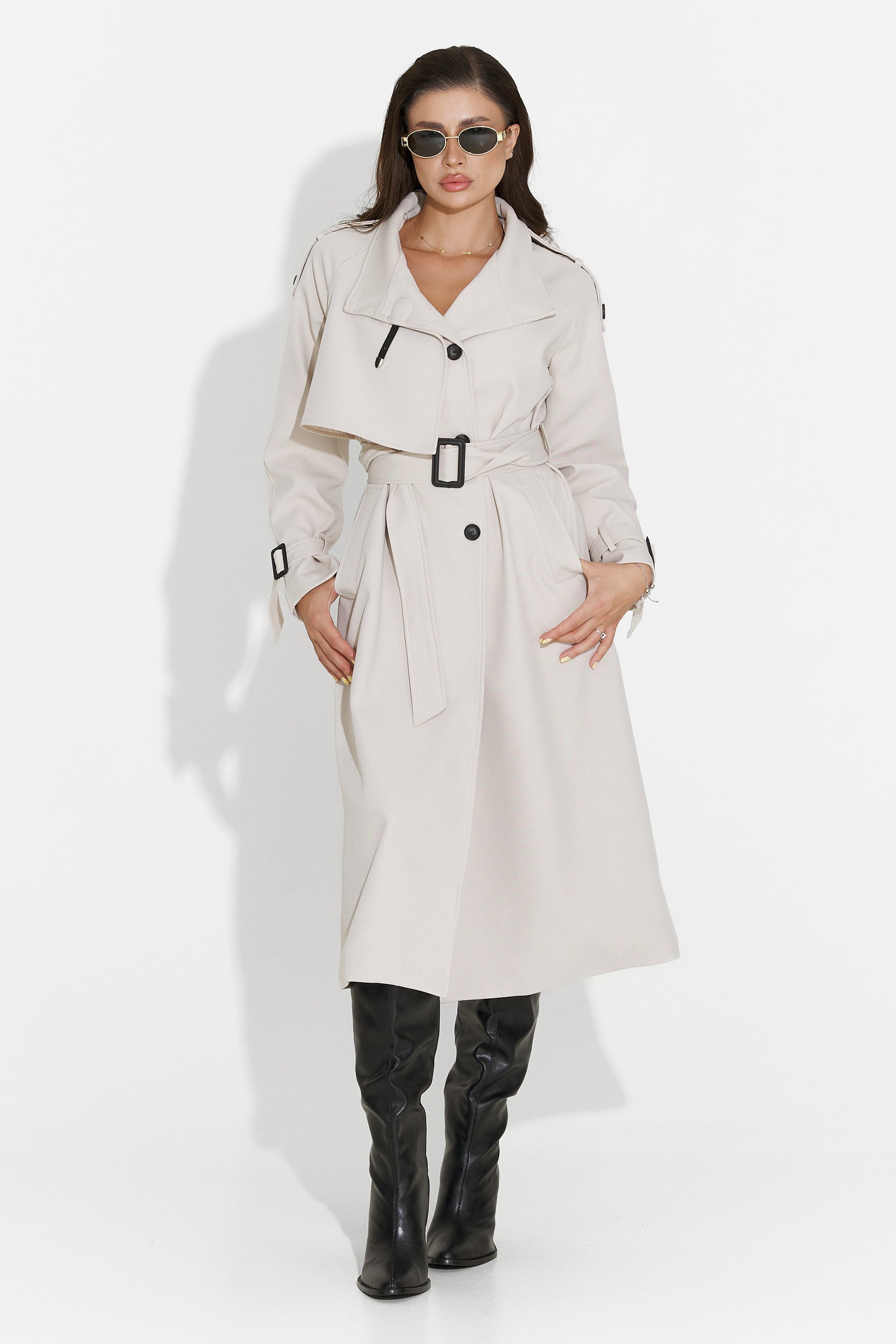 Long women's coat greige Misena Bogas